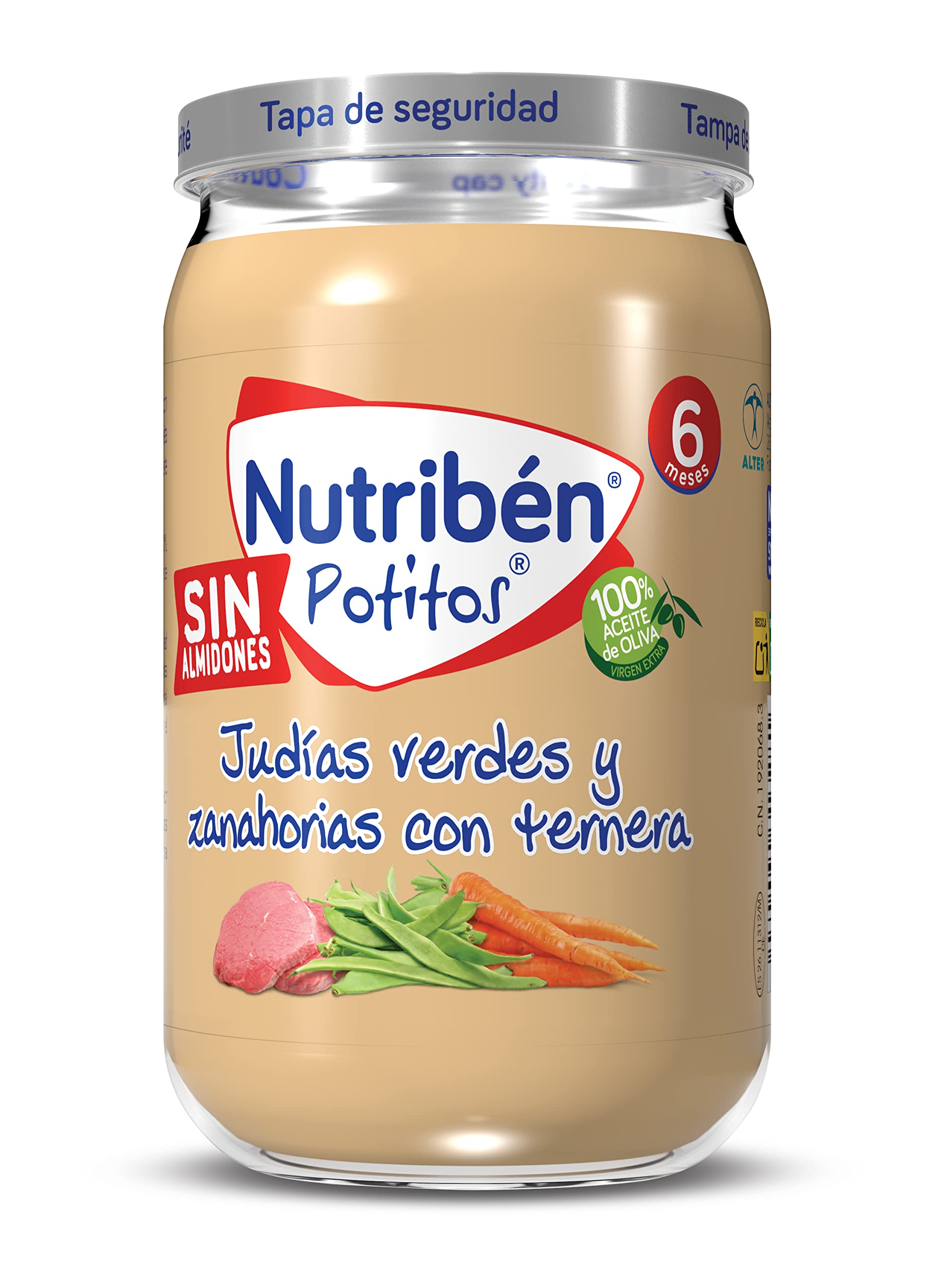 Nutribén Potitos De Ternera Con Judías Verdes Y Zanahoria Desde Los 6 Meses Sin Gluten, 235g