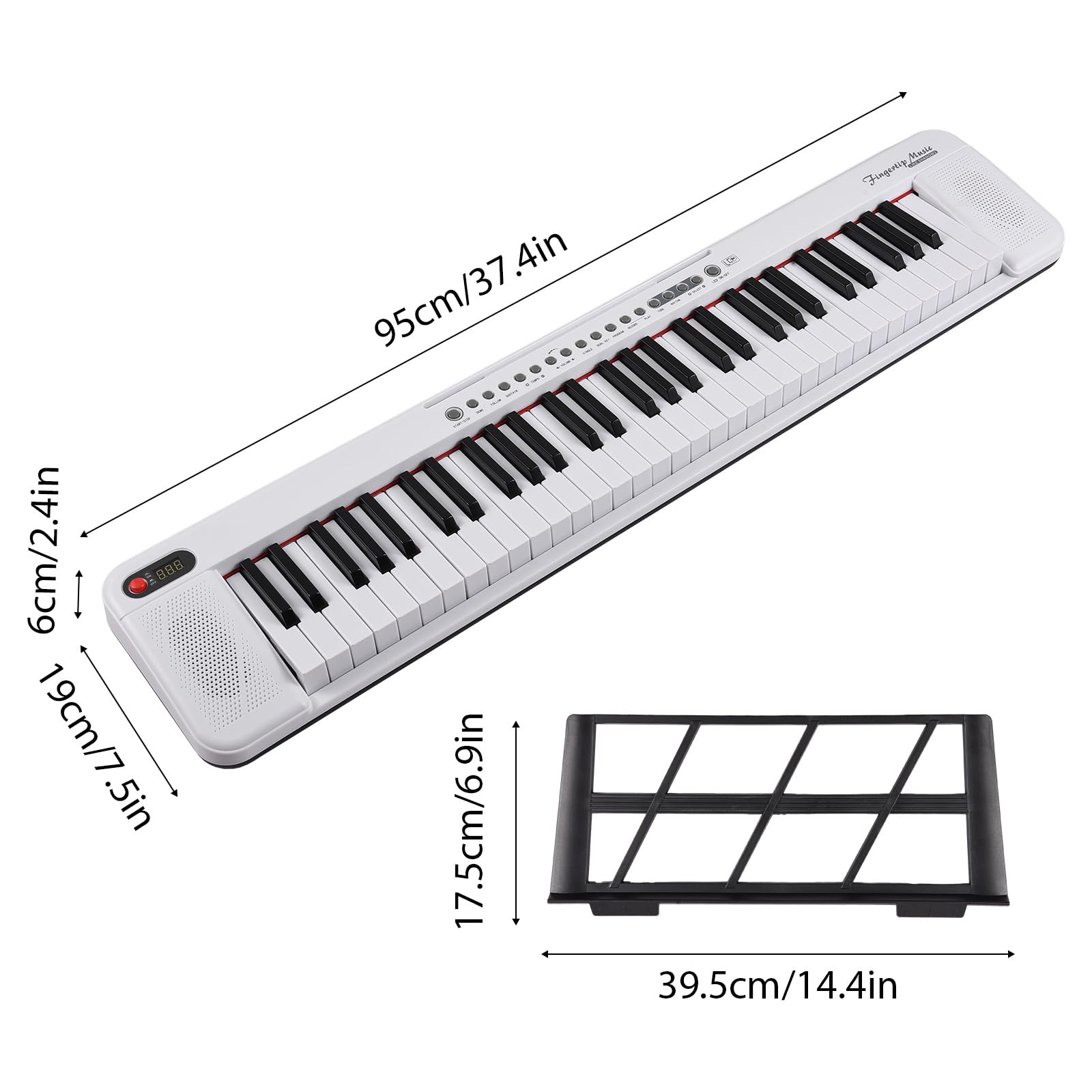 61-klawiszowa Wielofunkcyjna Klawiatura Elektronicznego Fortepianu, Przenośny Instrument Muzyczny dla Początkujących (Biały)