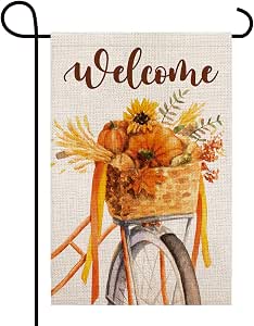 Texupday Welcome Fall Leaves Cow Decor Gartenflagge – Doppelseitig, Jute, Rustikal, 30,5 X 45,7 Cm Für Hof & Garten