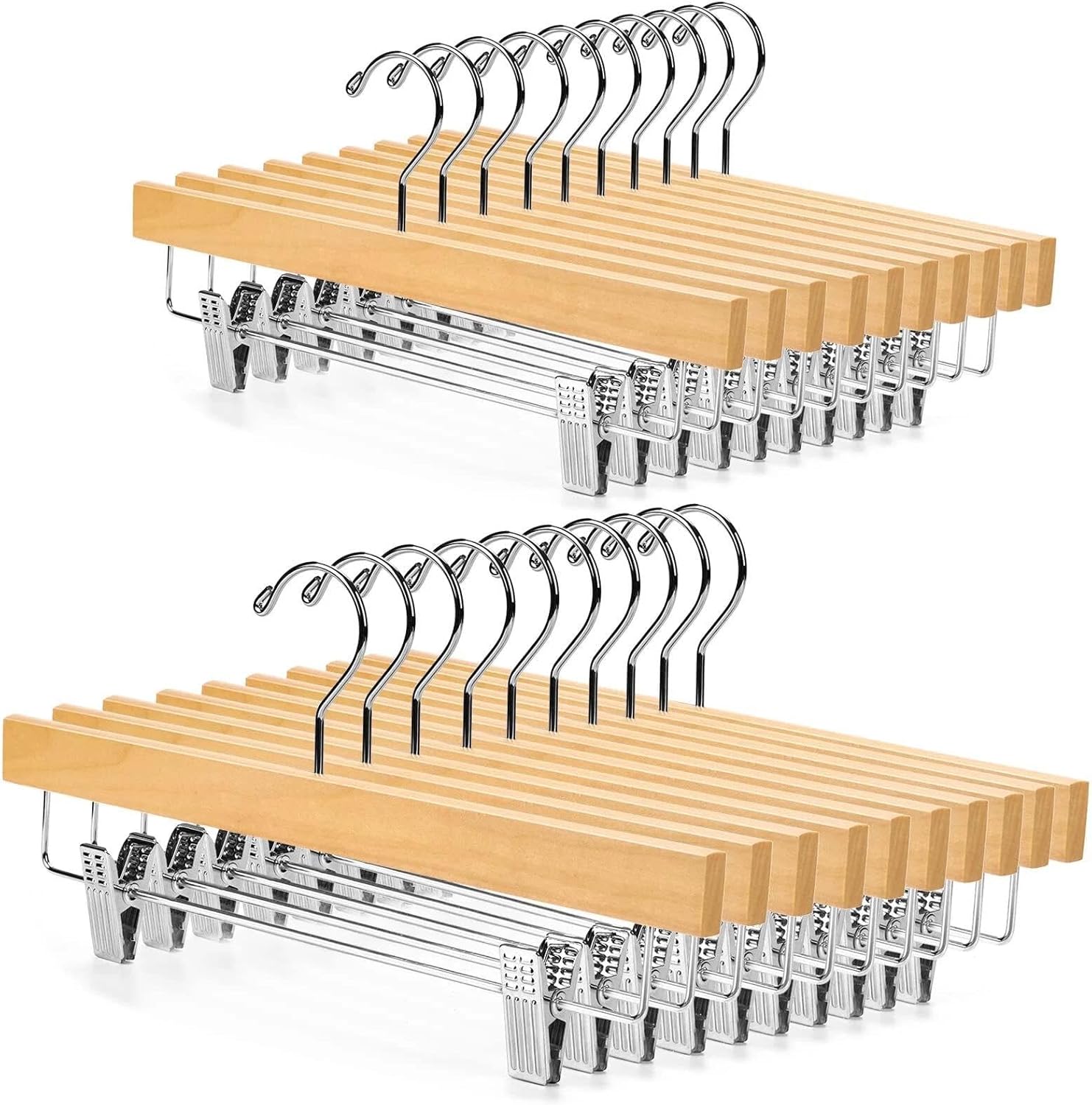 for Wooden Pants Hangers Skirt Hanger Solid Lotus Wood Jeans Bottom Hanger with Clip