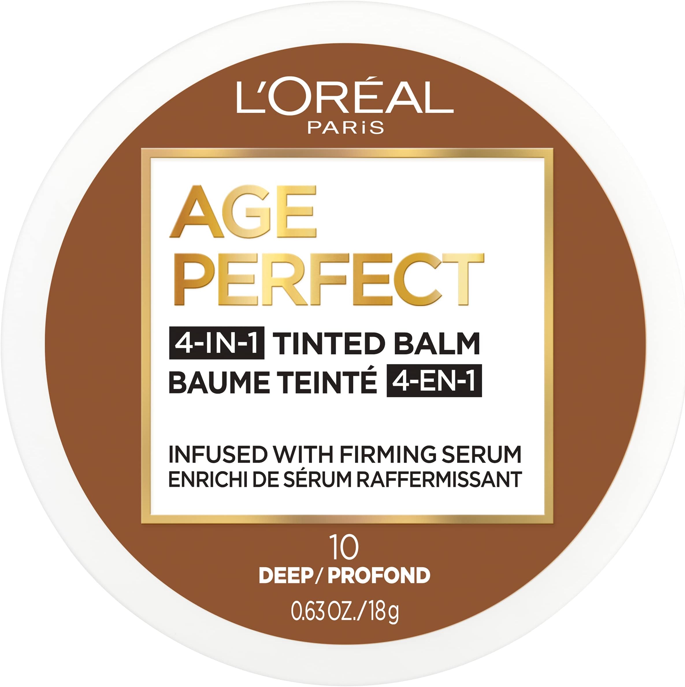Age Perfect 4-in-1 Tinted Face Balm Foundation with Firming Serum, Deep 10, 0.61 Ounce