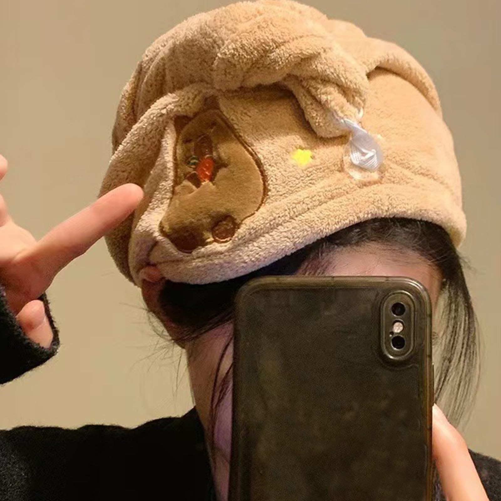 ETAWDE Capybaras Quick Dry Hair Towel Wrap for Wet Hair Super Absorbent Microfiber Towel with Button for Women Long Hair