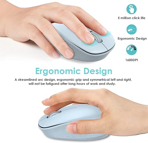 Miniatura 4 de LeadsaiL Mouse inalámbrico para laptop, mouse USB silencioso de 2.4 GHz, mouse óptico delgado con 3 botones, 1600 DPI, funciona con Windows, Mac,