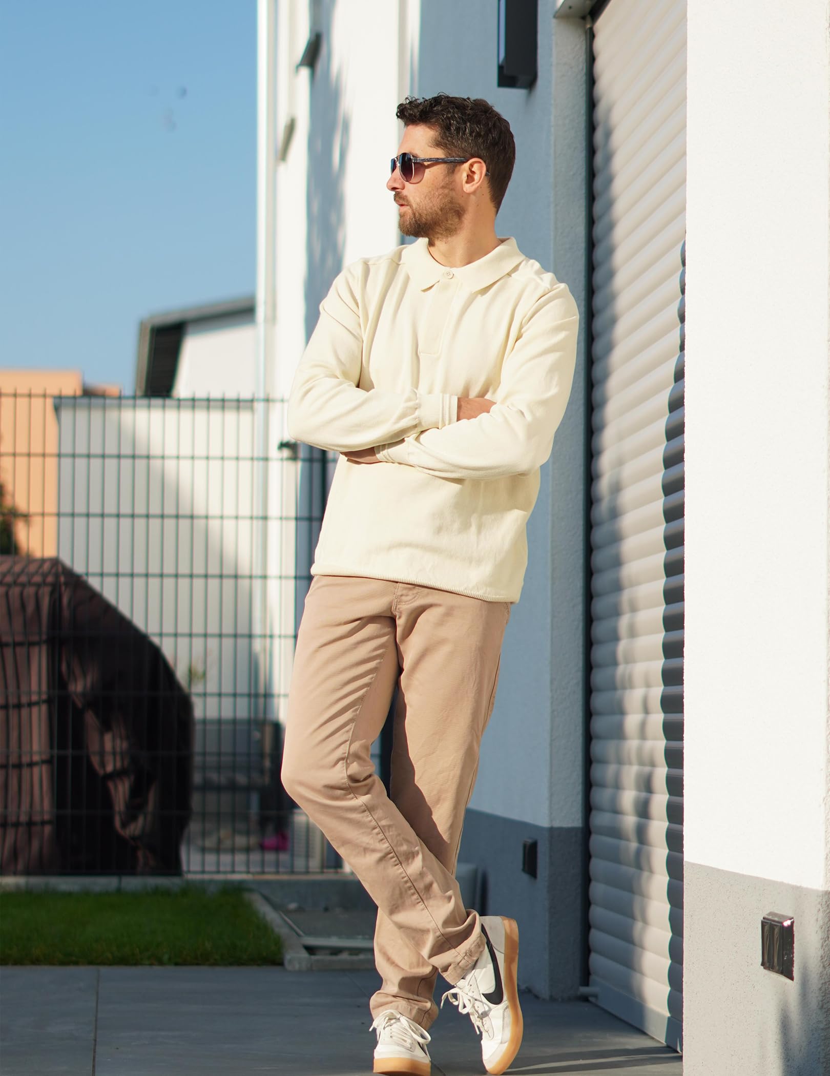 COOFANDY Maglione Polo Uomo Maglione Lavorato a Maniche Lunghe Business Maglioni Casual Pullover Tinta Unita