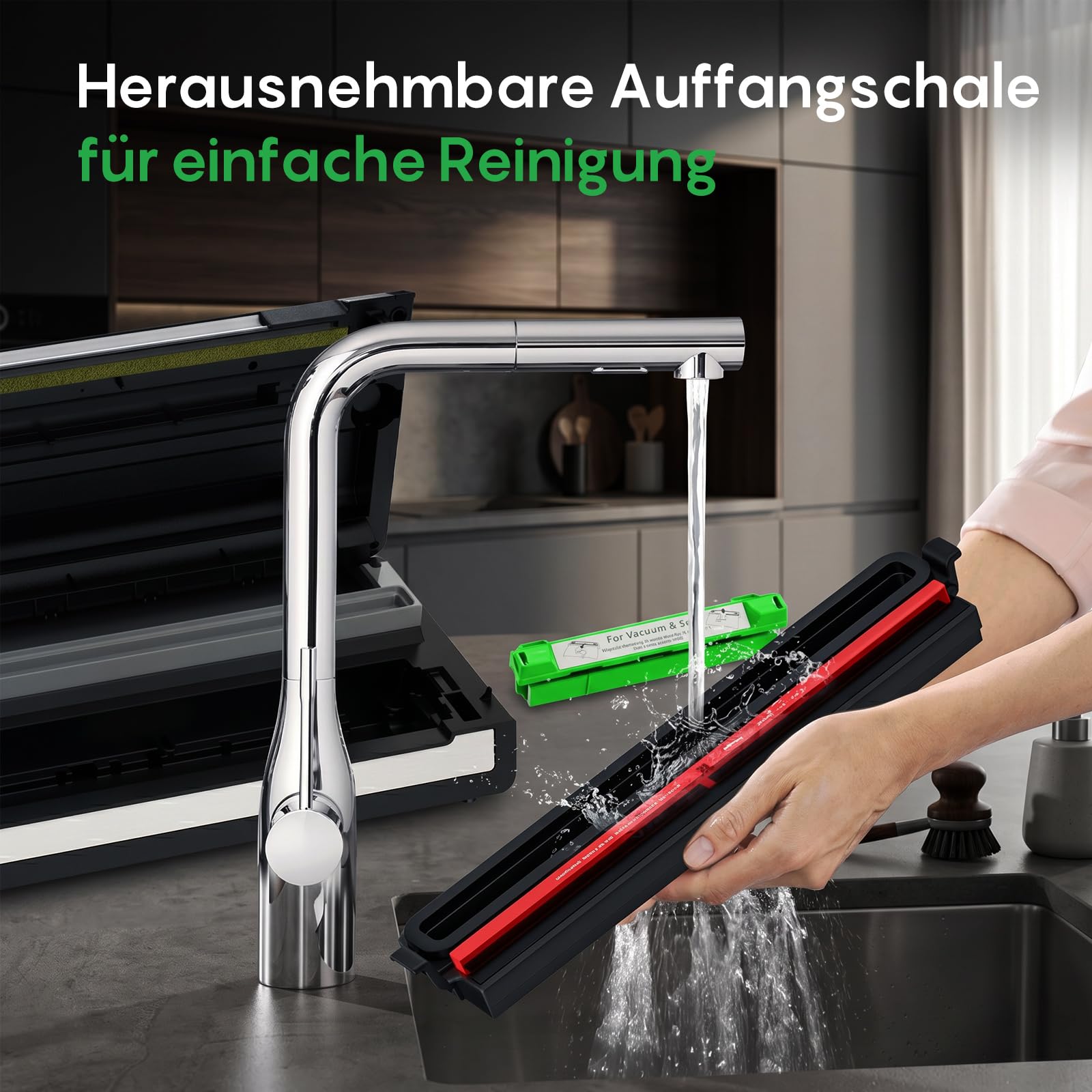 FRESKO Vakuumiergerät 18L/min,140 W, Integrierter Beutelschneider, AutoMax | Vollautomatisches System mit Stauraum, Vakuumiergerät Testsieger Note 1,2, 1 Vakuumrolle sowie 10 Beutel, V8
