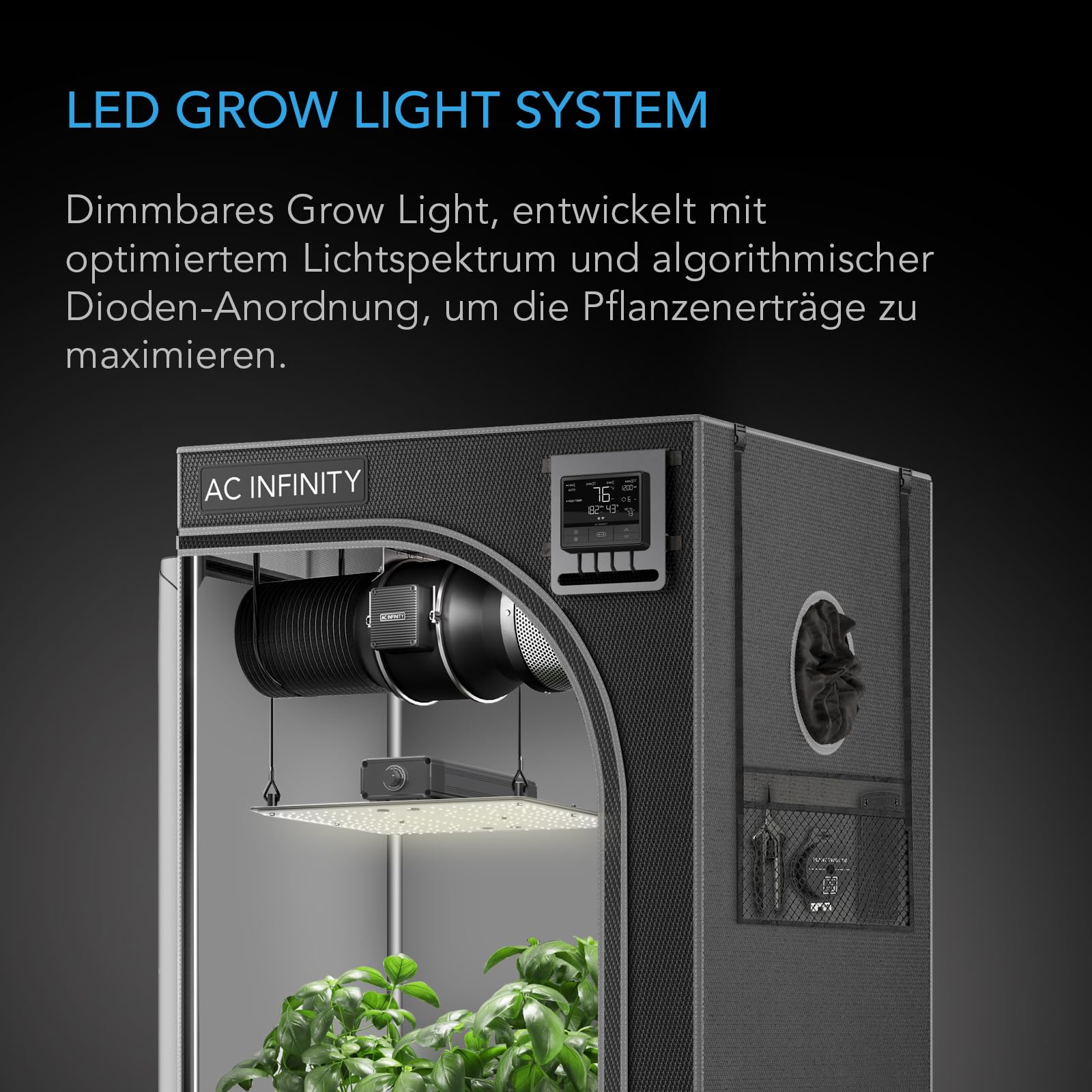 AC Infinity IONBOARD S22 LED Grow Light für 60 × 60 cm Grow Zelte, mit Samsung LM301H LEDs und Vollspektrum-Licht für Wachstum & Blüte