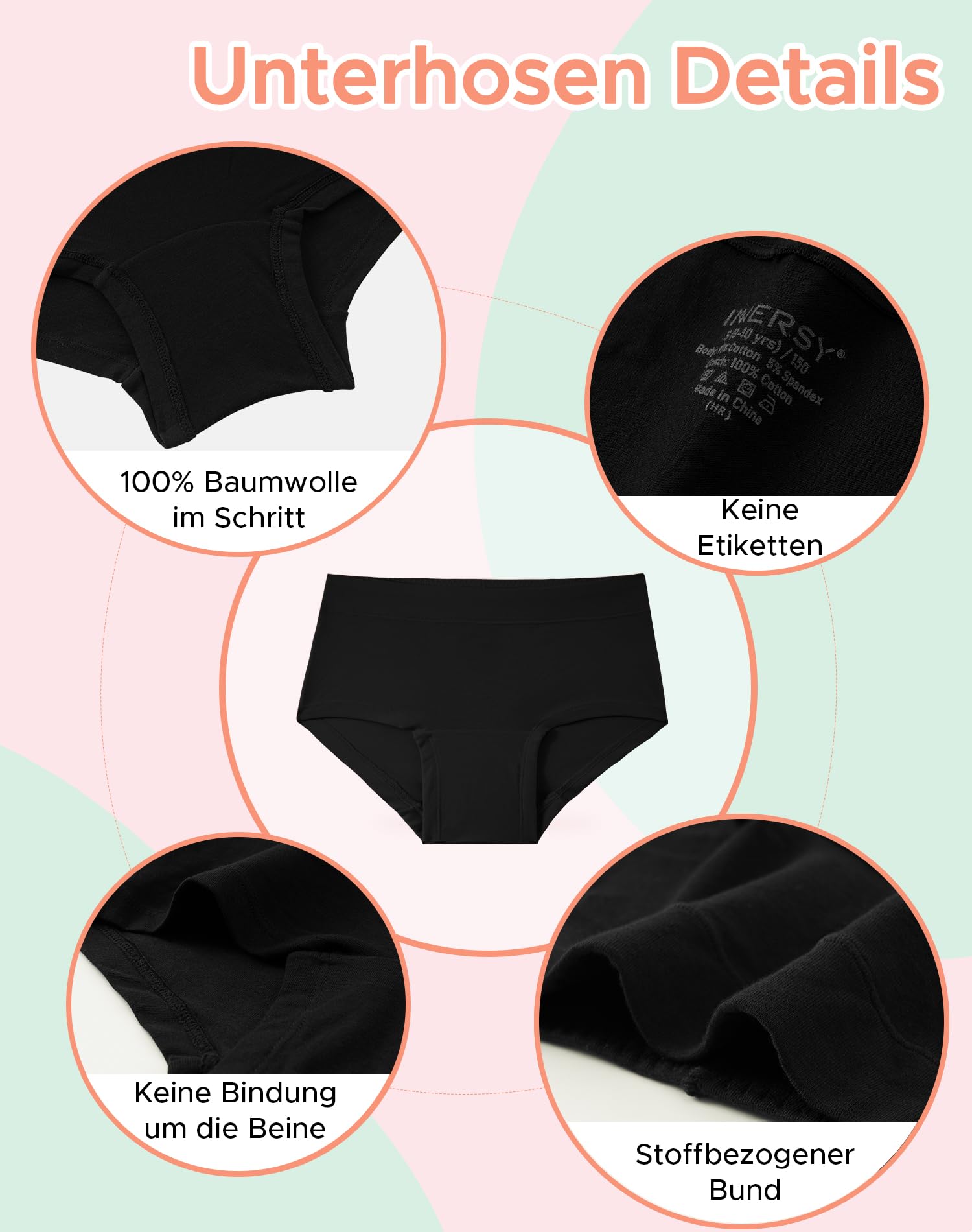 INNERSY Shorty Fille Coton Doux Boxer Adolescent Sport Culotte Ado 8-16 Ans Boyshort Panty Lot de 5