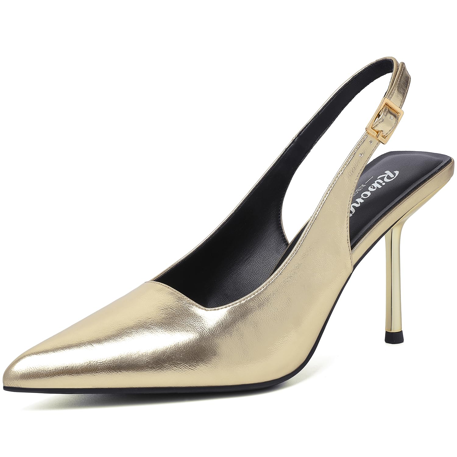 RIBONGZ Sexy Slingback Pumps Elegant Dressy Heels for Women Closed Toe Pointy High Heels Wedding Bride Prom Party Evening Shoes