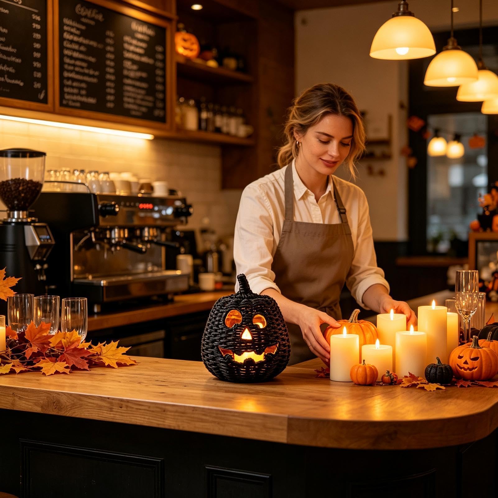Geflochtener Halloween-Kürbis LED-Kerze Halloween-Aufbewahrungsbox