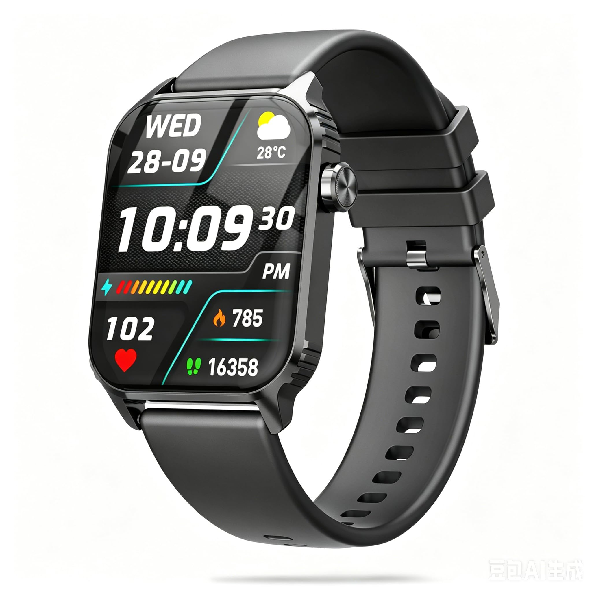 Photo 1 of TRAUSI Touchscreen Smartwatch with Bluetooth Call, 100 Modes and Sleep Notifications, Waterproof Watch for iPhone Black