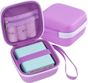 ProCase Carrying Case for Sticker Printer Phomemo M02 P12 Memoking T02, Travel Bag for Mini Portable Thermal Sticker Printer Label Maker, Sticker Machine Paper USB Cable Hard Storage Box Holder-Purple