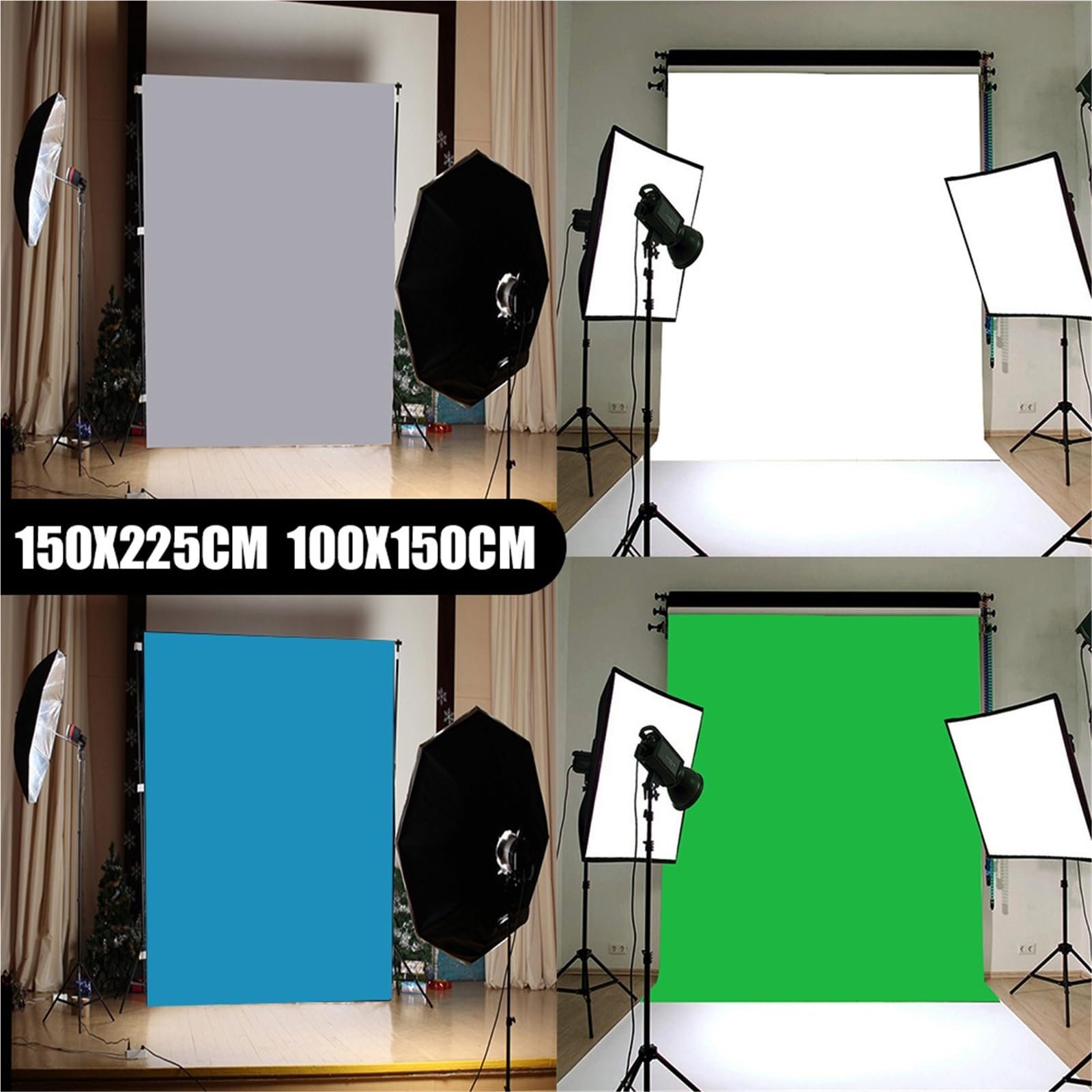 Tło fotograficzne, tkanina do studia fotograficznego, rekwizyty wideo, jednolity kolor, włóknina, dekoracja ścienna (szary, 100 x 150 cm)