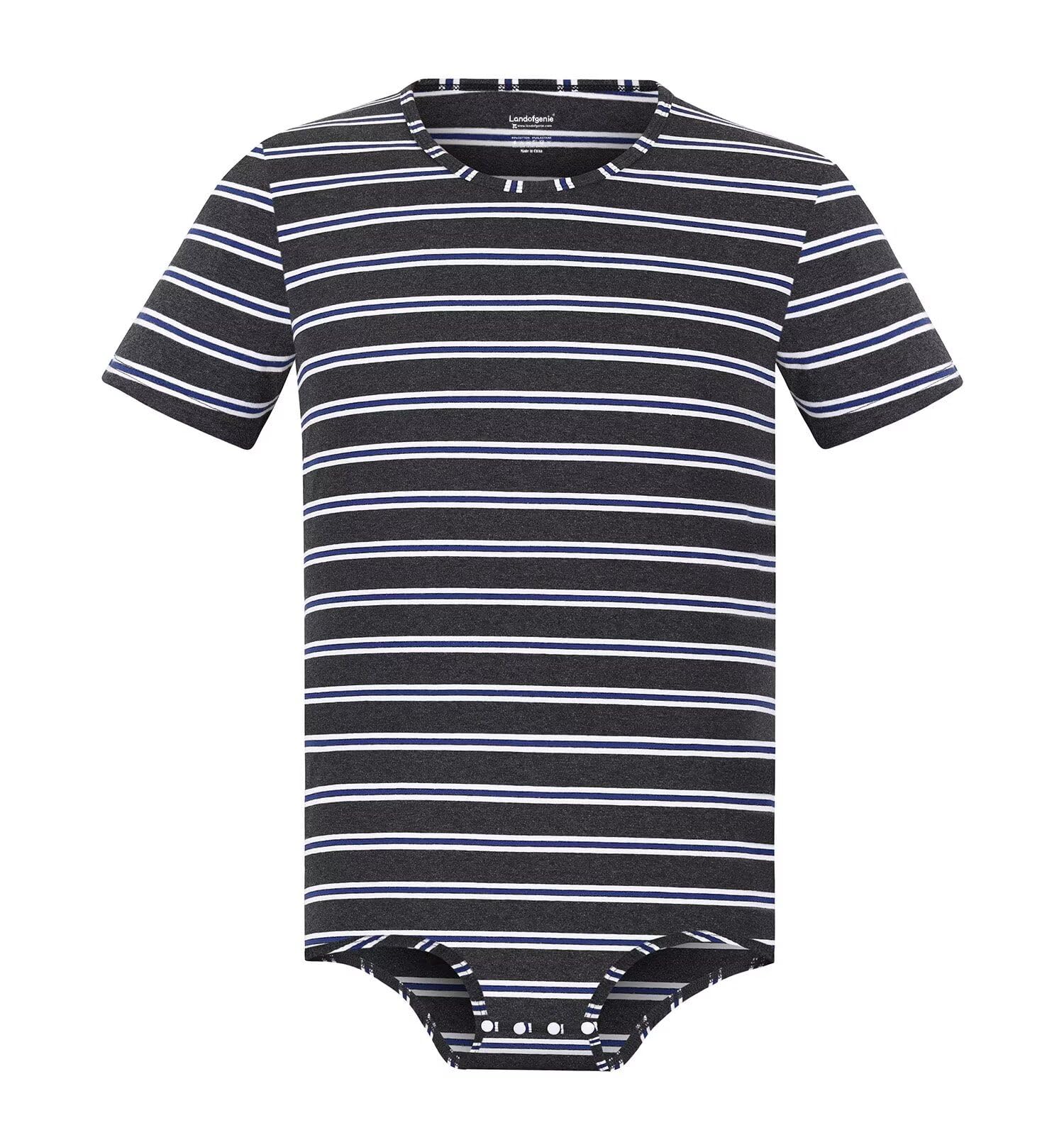 landofgenie Men Short Sleeve Bodysuit Pajama Mens Striped Onesie One Piece Pajamas Rompers Basic Onesie - Stripe Men-picture-59