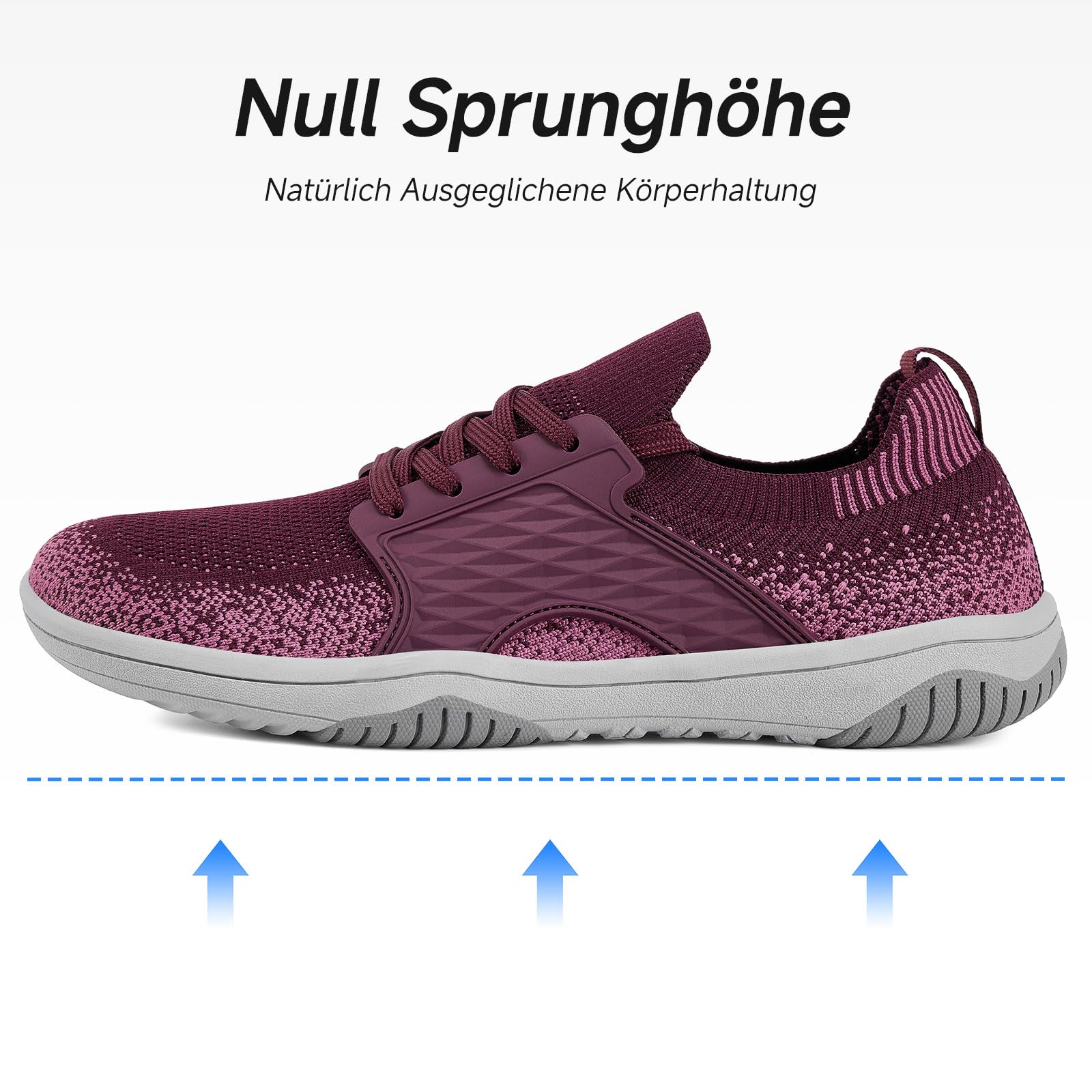 DANNTO Damen Barfußschuhe Breite Schuhe Zero Drop Sneaker | Minimalistisches,Leicht,Flexibel,Wide Toe Box,Rutschfest Gummisohle