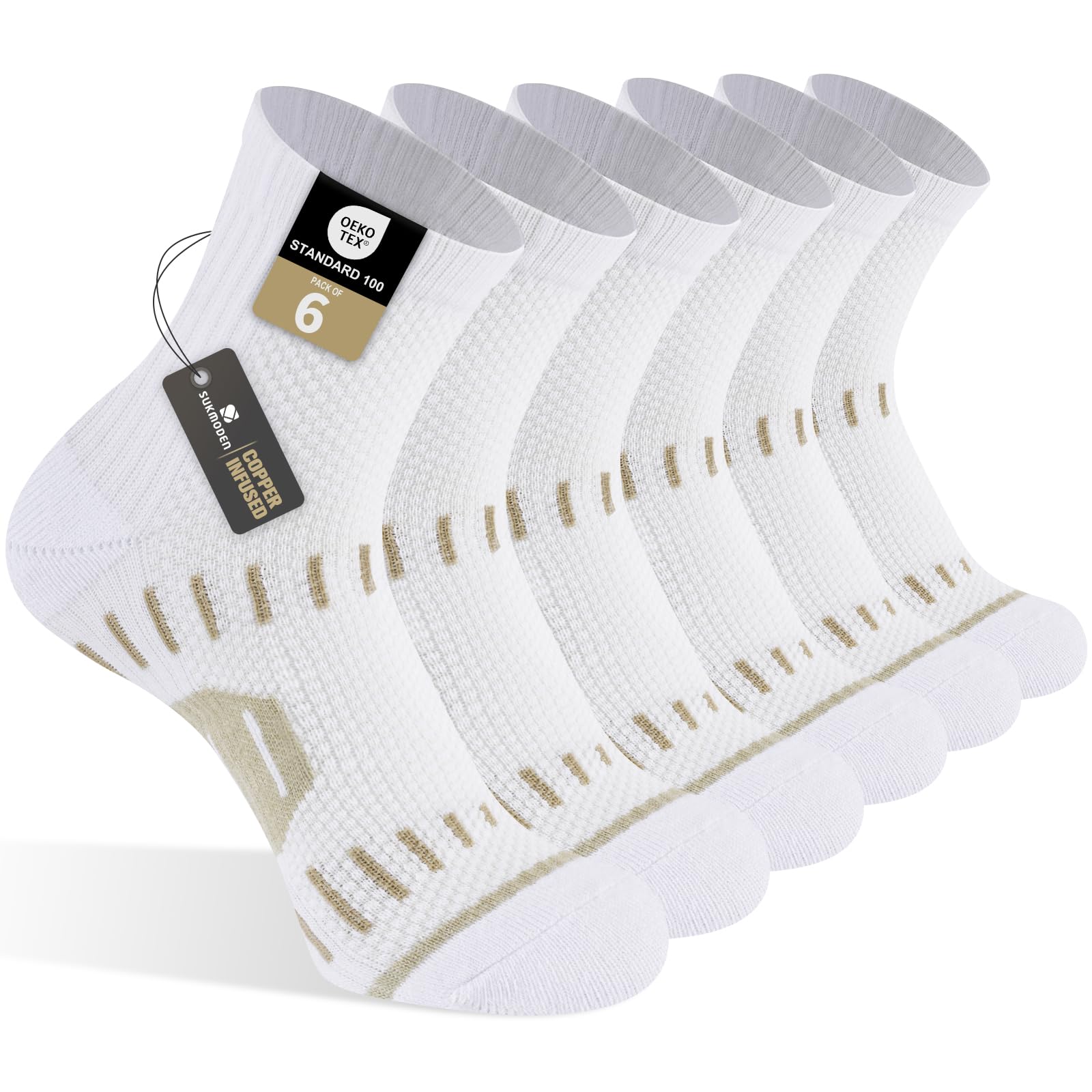 6 Pairs Copper Ankle Compression Socks for Men and Women