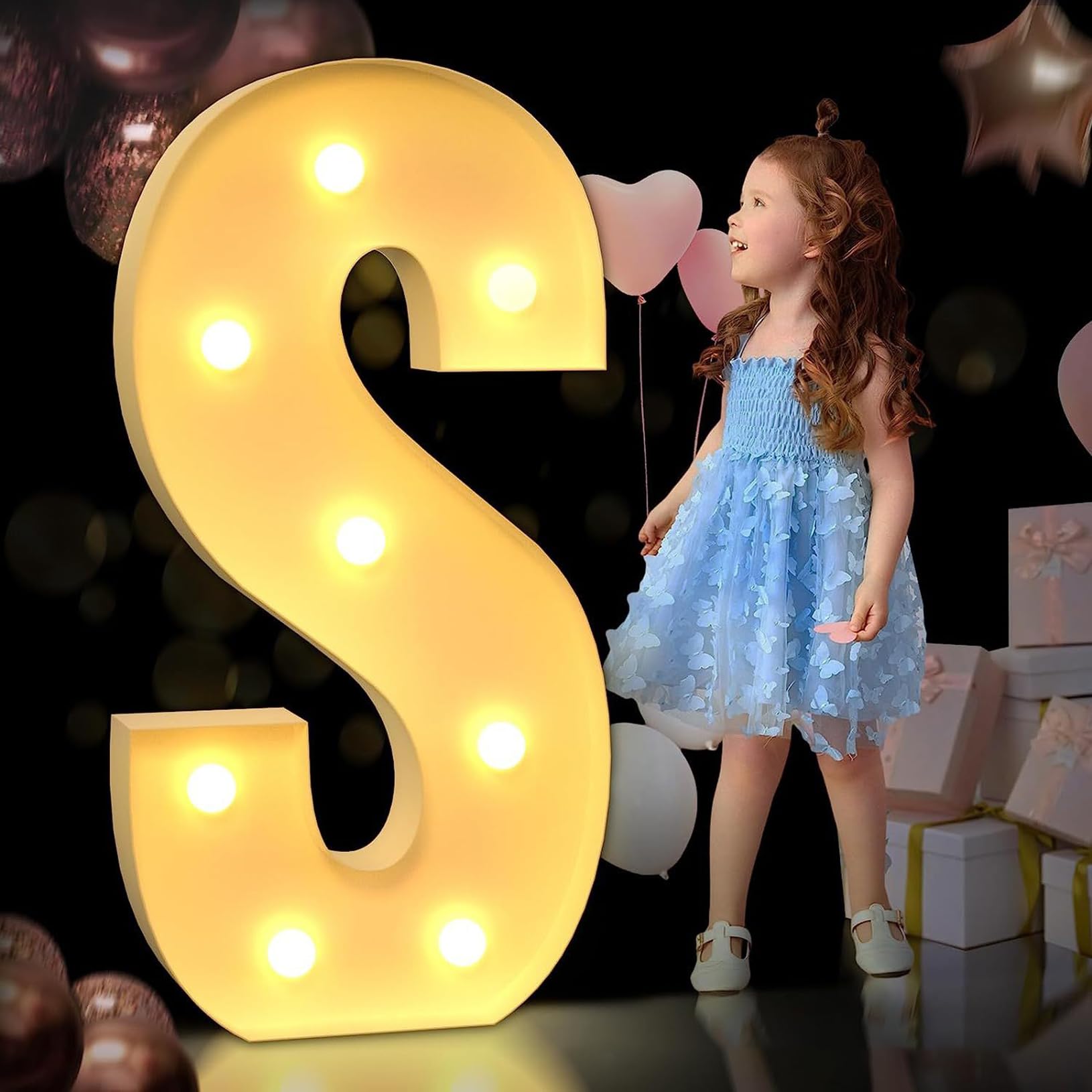 Ttiiloe Letter S 120Cm/4Ft Light Up Marquee Light Up Letters, Mosaic Giant Marquee Letters, Anniversary Party Decorations, Birthday Wedding Diy Decor