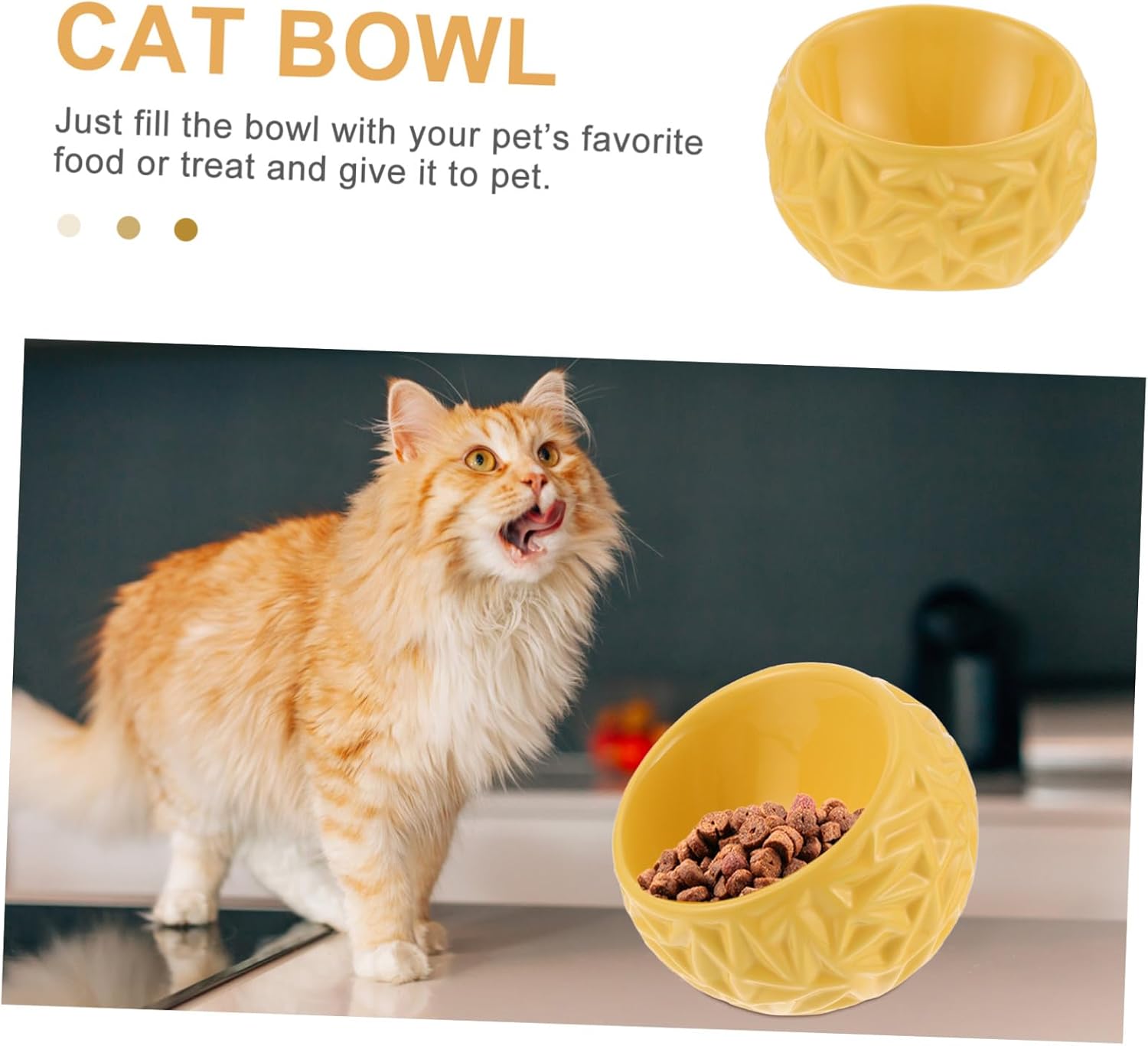 Wear-Resistant Ceramic Cat Bowl with Smooth Surface for Comfortable Feeding Multi-Function Kitten Food and Water Dish Practical Indoor Pet Accessory for Cats