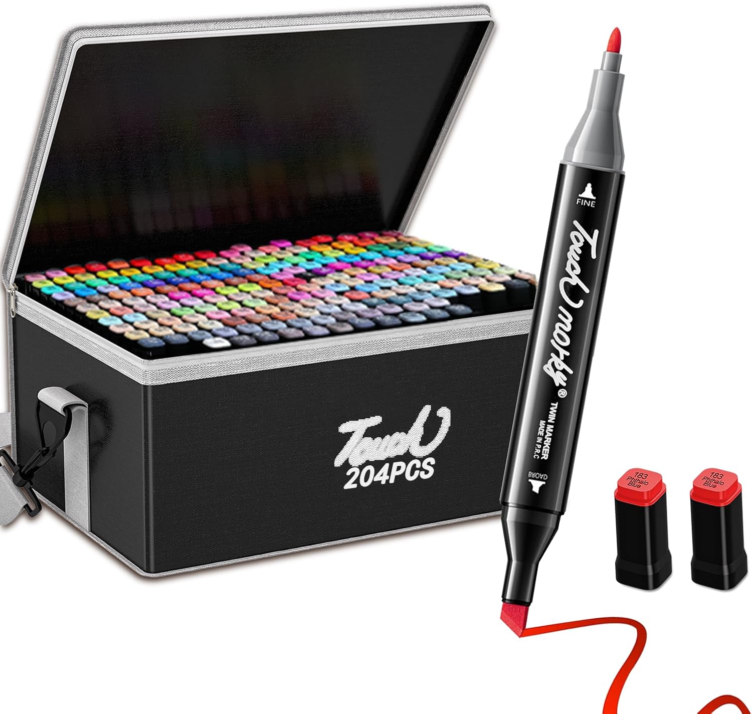 204 Colors Alcohol Markers, Double Tip Art Marker Set for Artist(Broad Chisel and Fine Tip), Perfect for Kids Adult Coloring Books Sketching and Card Making