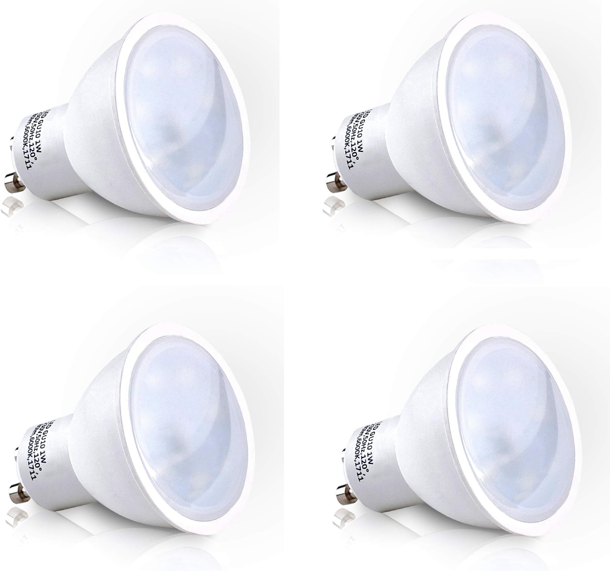 PanderLights 4-Pack Set GU10 LED Light Bulb 1.0W 80lm (Approx. 10W Equivalent) Warm White - SMD LED - 120° Beam Angle