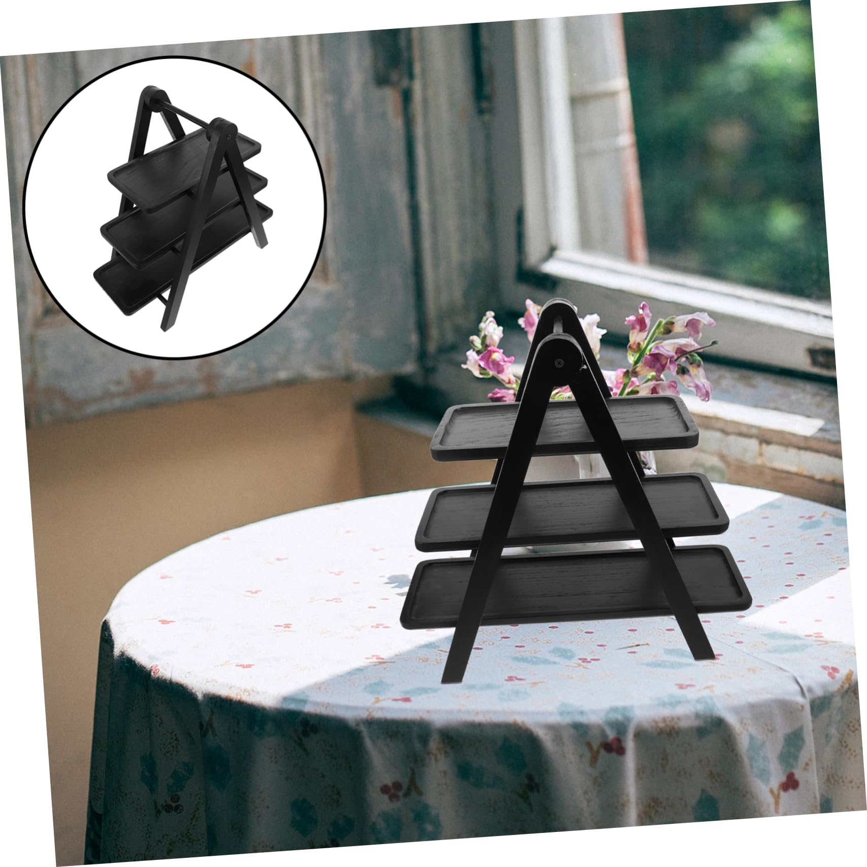 Bandejas para Comida,Bandeja Plegable de Madera Servir,Expositor Multicapa estofados,restaurantes,postres,Fiestas y Eventos.