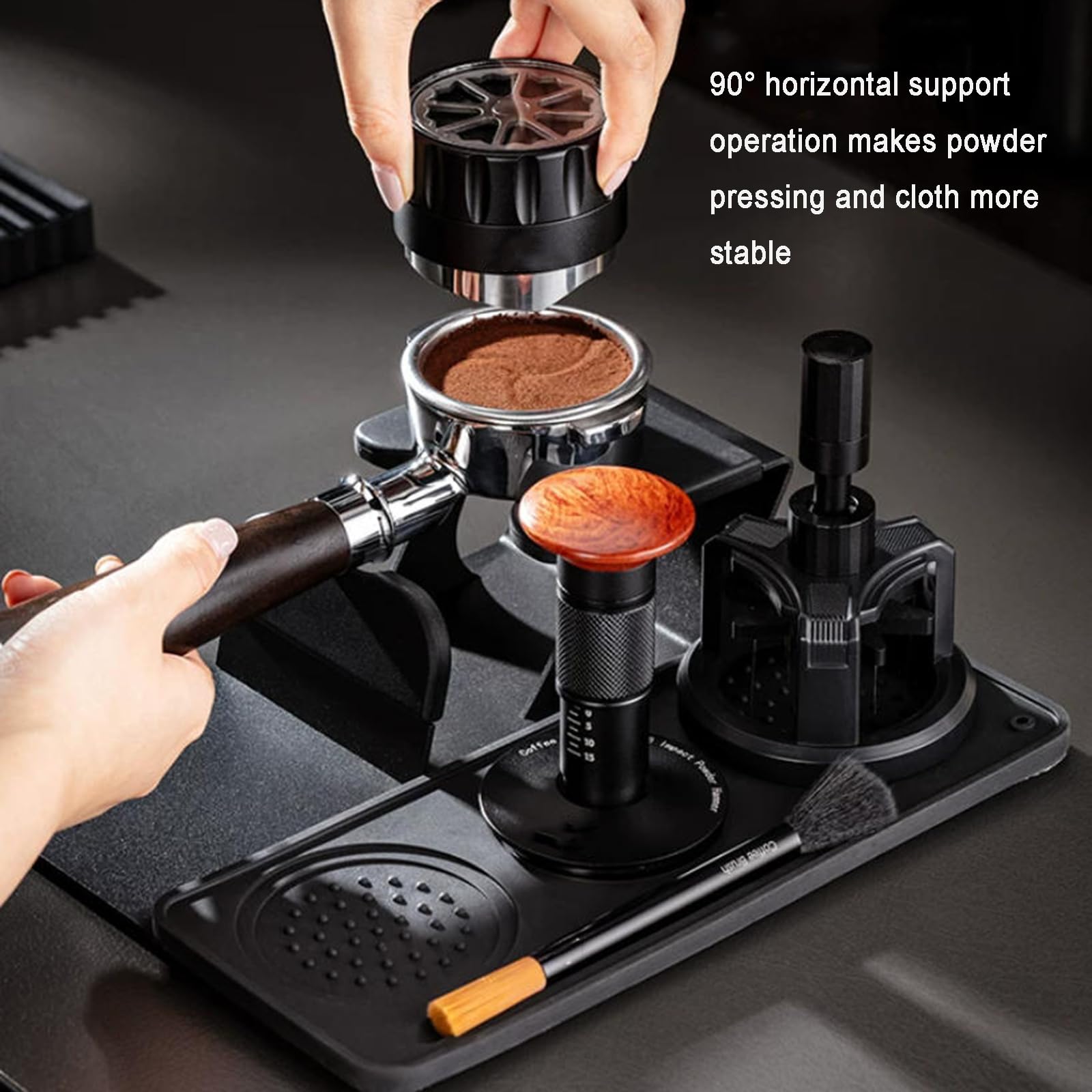 Zestaw tamper do espresso, sprężynowy ubijak, narzędzie WDT, dystrybutor kawy, szczotka do czyszczenia z podwójną końcówką, akcesoria dla baristy do idealnego zaparzania