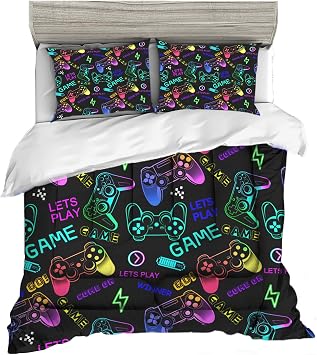 Sunnycitron Gamepad Gamer Comforter Set for Boys Gaming Bedding Set Twin