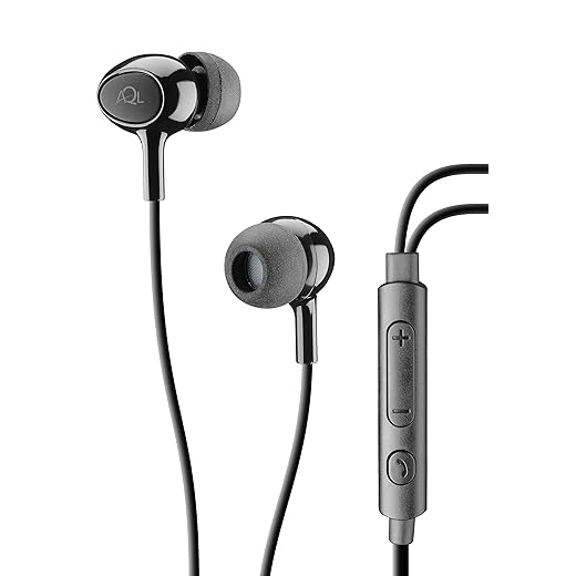 Come indossare correttamente gli auricolari senza fili per un comfort ottimale AQL Acoustic PLUS | Cuffie Auricolari a Filo Cablato con Microfono e Tasto Risposta Integrato per Smartphone - Stereo - Jack da 3,5mm - Nero