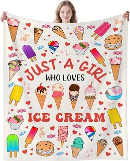 Ice Cream Blanket Soft Cozy Flannel Colorful Popsicles Blanket Bedding Decor Stuff Gifts for Ice Cream Lovers Girls Kids Women Adults 50"x40"
