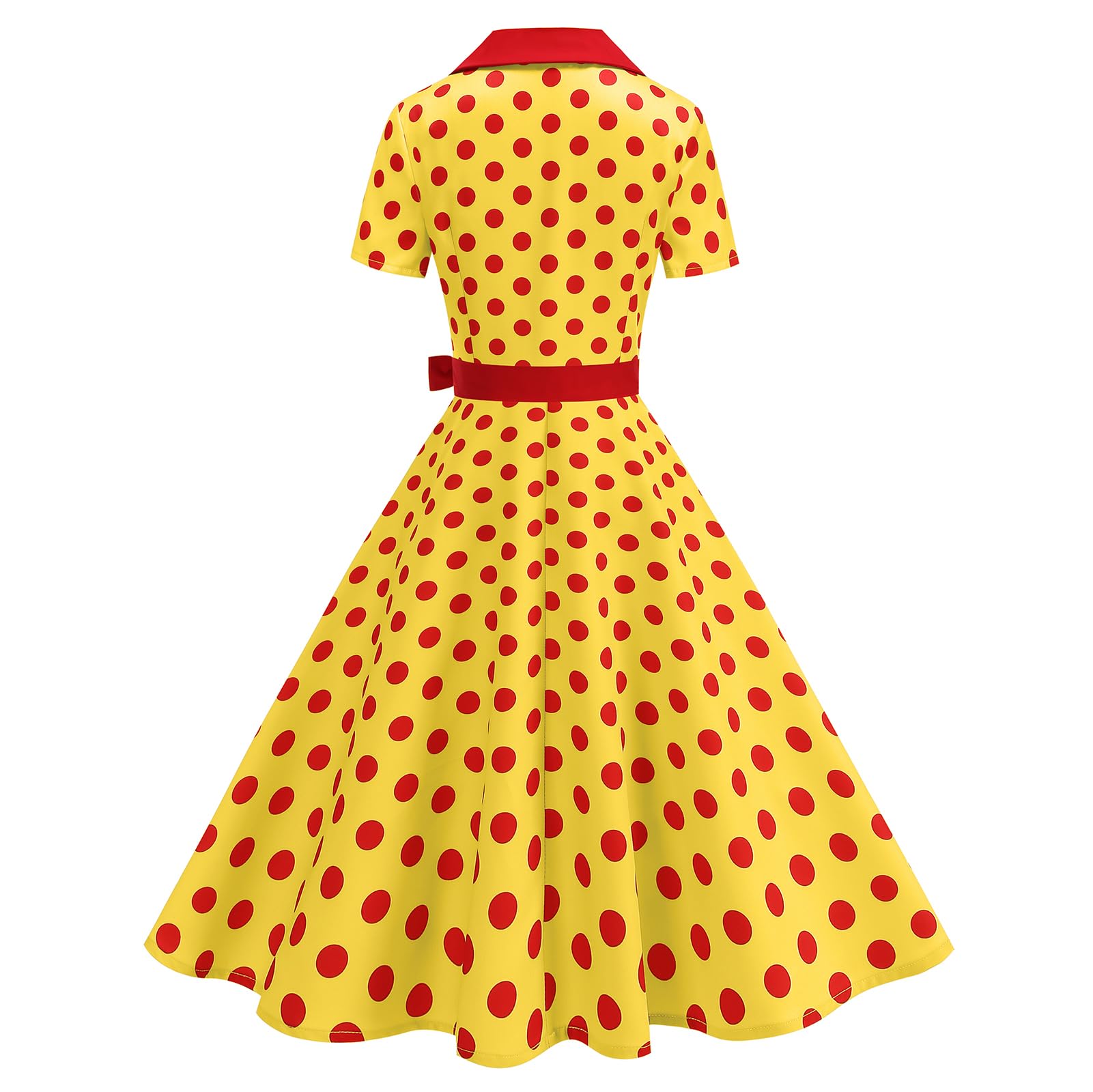 Robe rockabilly vintage années 50 pour femme - Manches courtes - À pois - Robe swing - Robe de cocktail - Longueur genoux - Robe midi avec ceinture