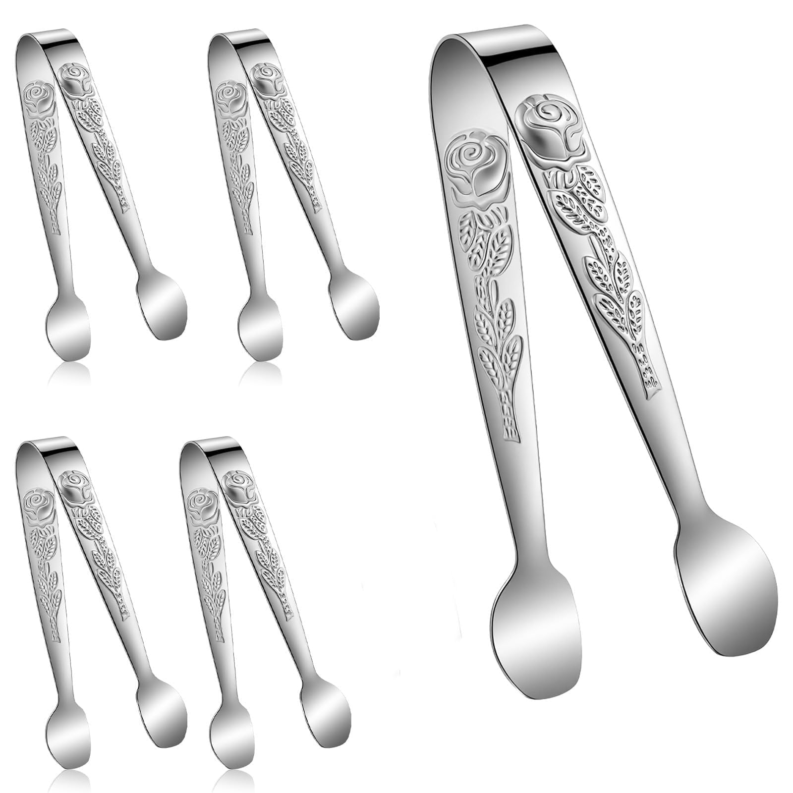 4PCS Tongs for Serving, Serving Tongs for Snacks, Tongs for Kitchen Use, for Air Fryer Cooking and Chapati Flipping, Small Size for Tea Parties and Buffet Serving