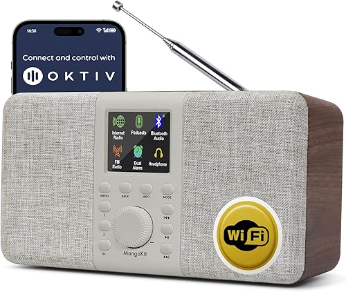 SR20 Radio estéreo inteligente por Internet con WiFi, reproductor de podcasts, altavoz Bluetooth, radio FM portátil, radio alimentada por red y disponible en Yaxa Colombia