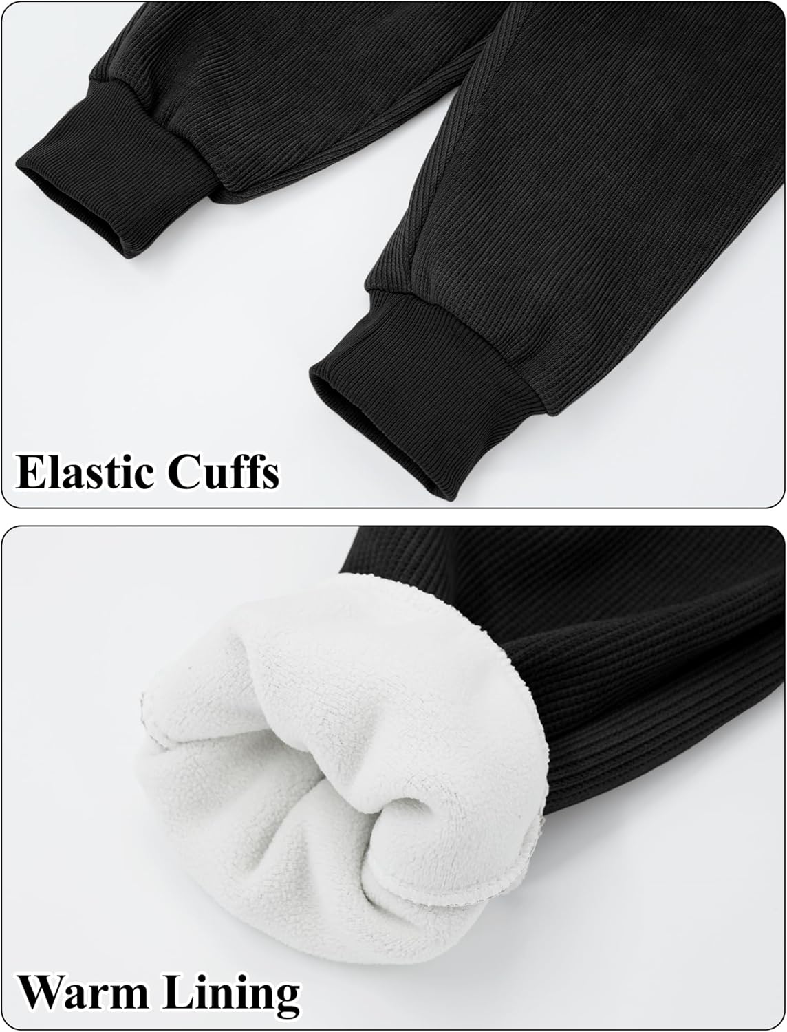 Happy Cherry ユニ キッズ ベビー フリース裏地 ジョガーパンツ リブ編み レギュラーフィット プルオン サーマル スウ