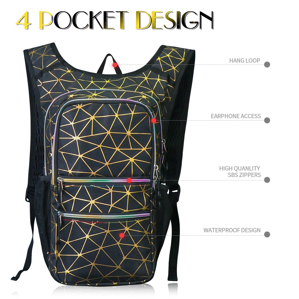 Paquete de hidratación, mochila de agua con bolsa de hidratación de 3 L, aislamiento ligero, esencial para festivales, mochila de hidratación para rave, senderismo, ciclismo, correr, equipo de
