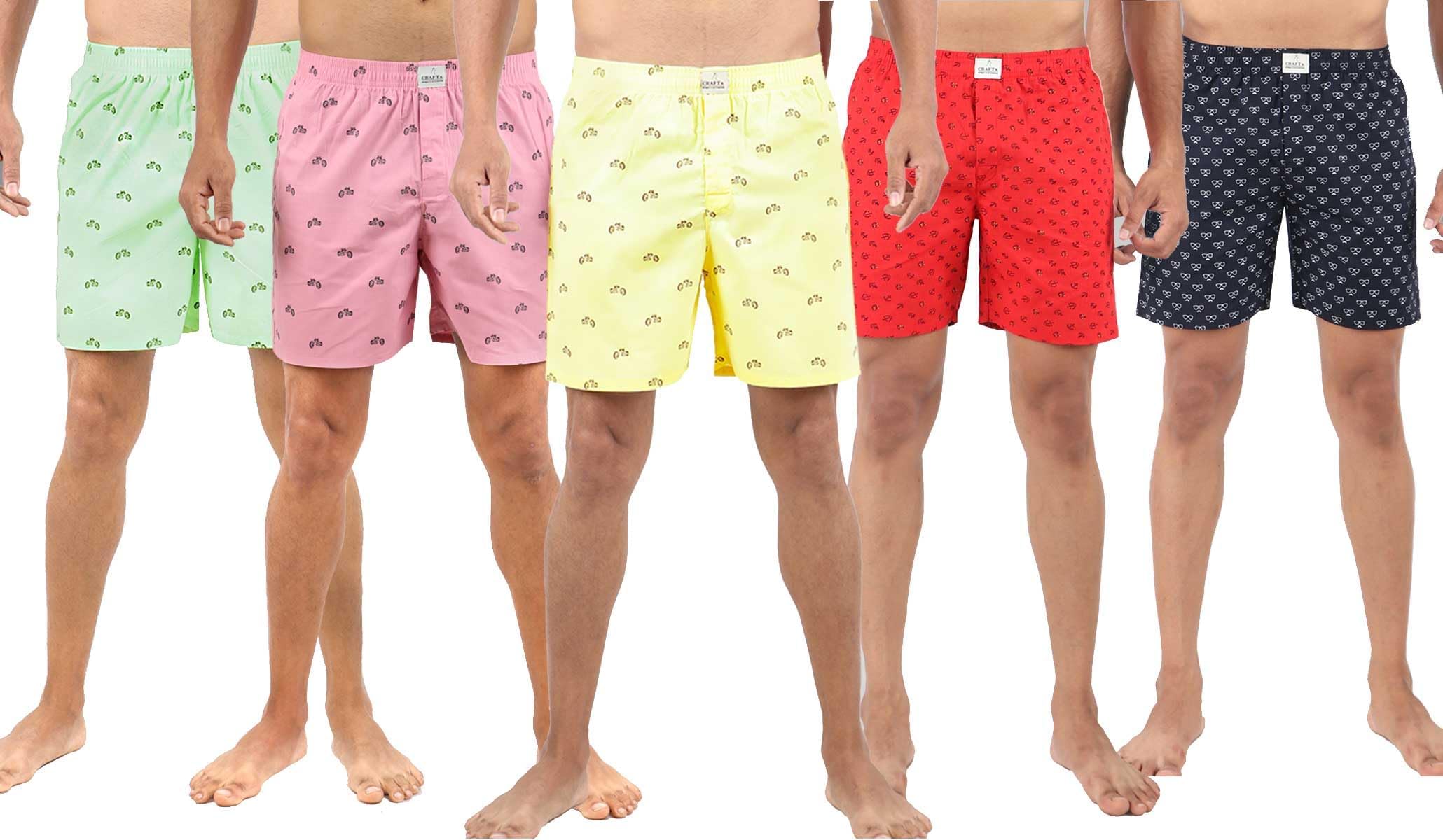 Men's Multicolor Cotton Printed Regular Boxer Shorts (Pack of 5) New-MBE-01-XL-image-33