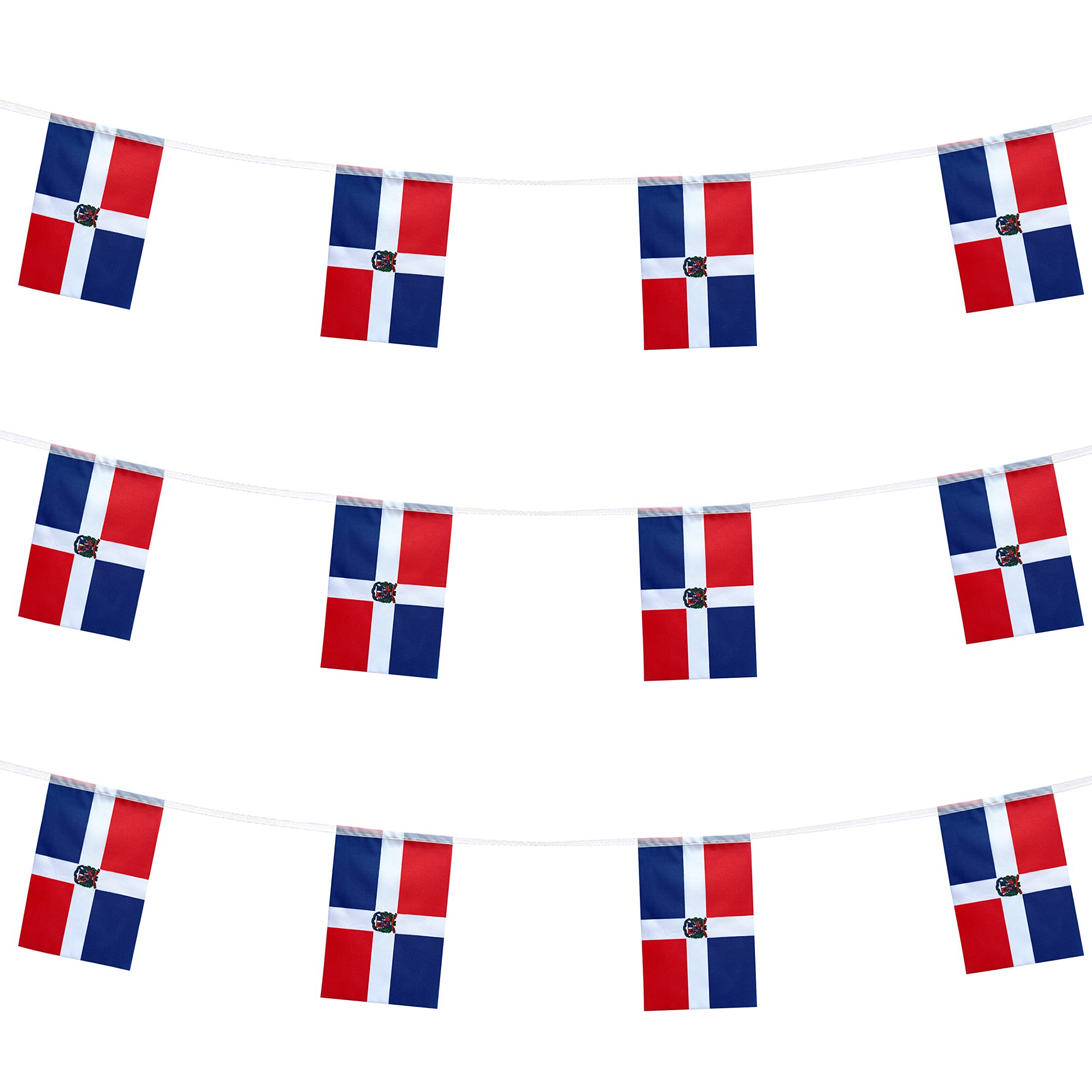 ZXvZYT Dominica Dominican Flag Banner String,Small Mini Dominican Pennant flags,For Grand Opening,Olympics,National Sports Events,Party Festival Decorations(50 Feet 38 Flags)