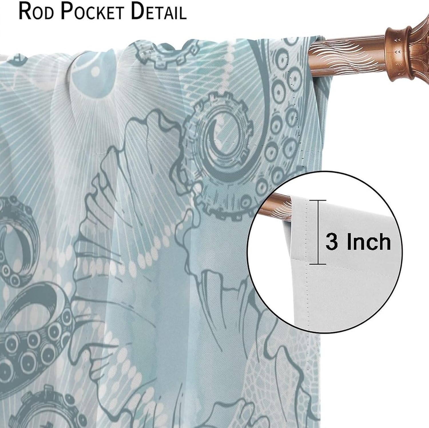 Coastal Window Curtains,Nautical Beach Themed Thermal Insulating Blackout Curtain for Living Room, Bedroom Set 2 Panels,42x45 Inches