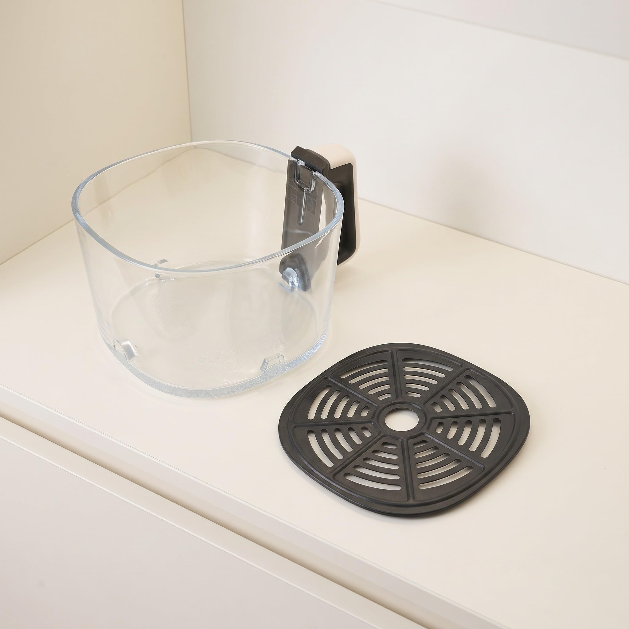 Cesta de Vidrio para freidora de Aire con asa, Cuadrada de 3 litros, | Bandeja interior de vidrio extraíble para freidora de aire, 25 x 20 x 20 cm, a prueba de explosiones, antiadherente y fácil