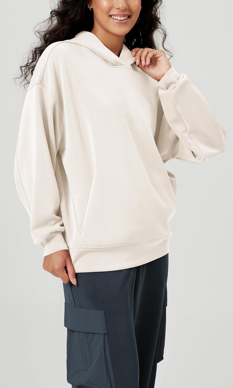 ODODOS Women's Modal Soft Oversized Hoodies Long Sleeve Hooded Sweatshirts Pullover Top with Kangaroo Pocket - Image 3