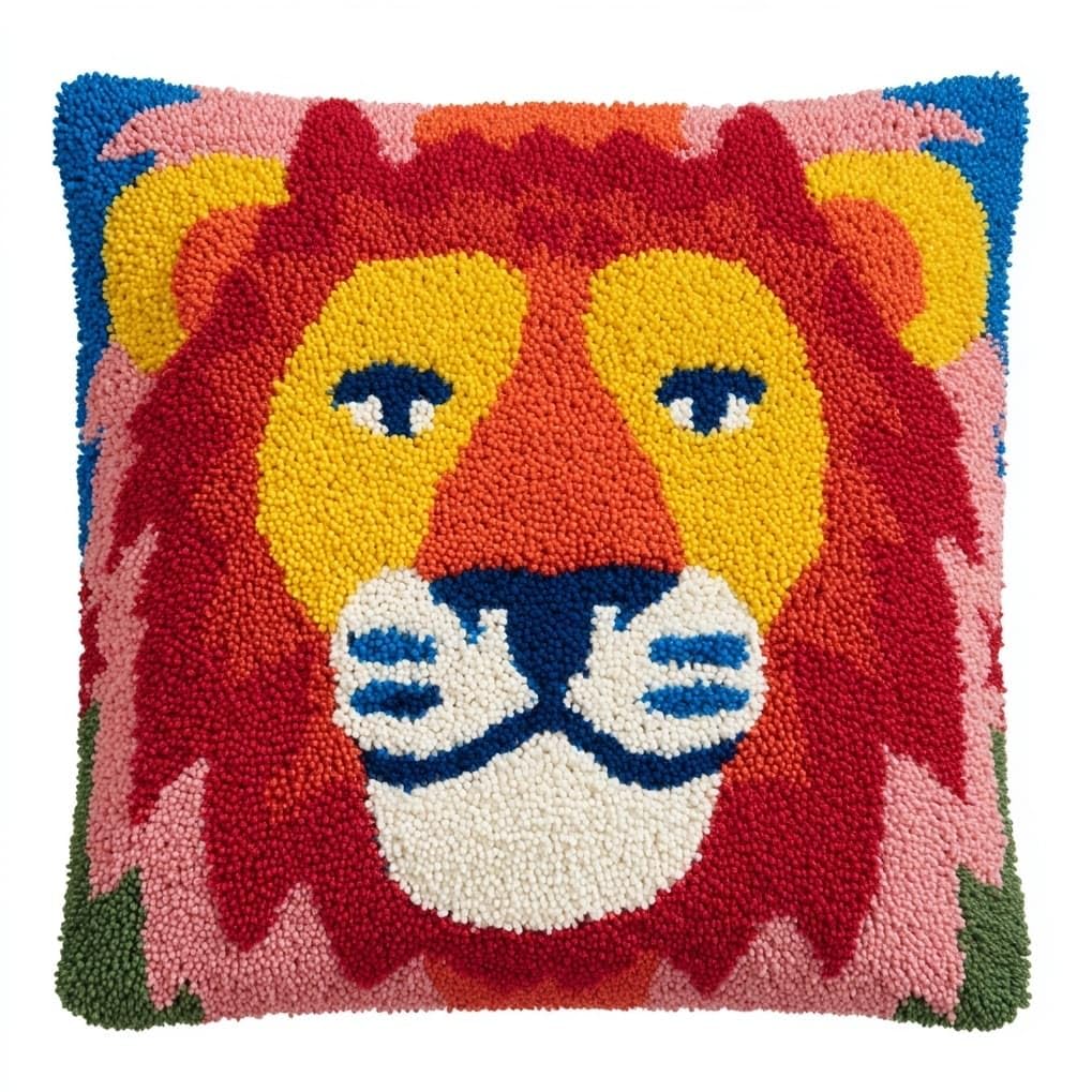 AxiangziK DIY Latch Hook Pillow Kit,Animal Lion