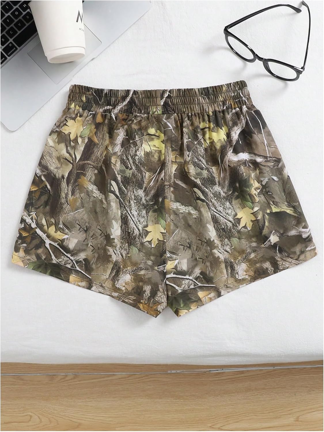Girl's Camo Shorts Letter Patched Elastic Waist Summer Shorts with Pockets - Image 3