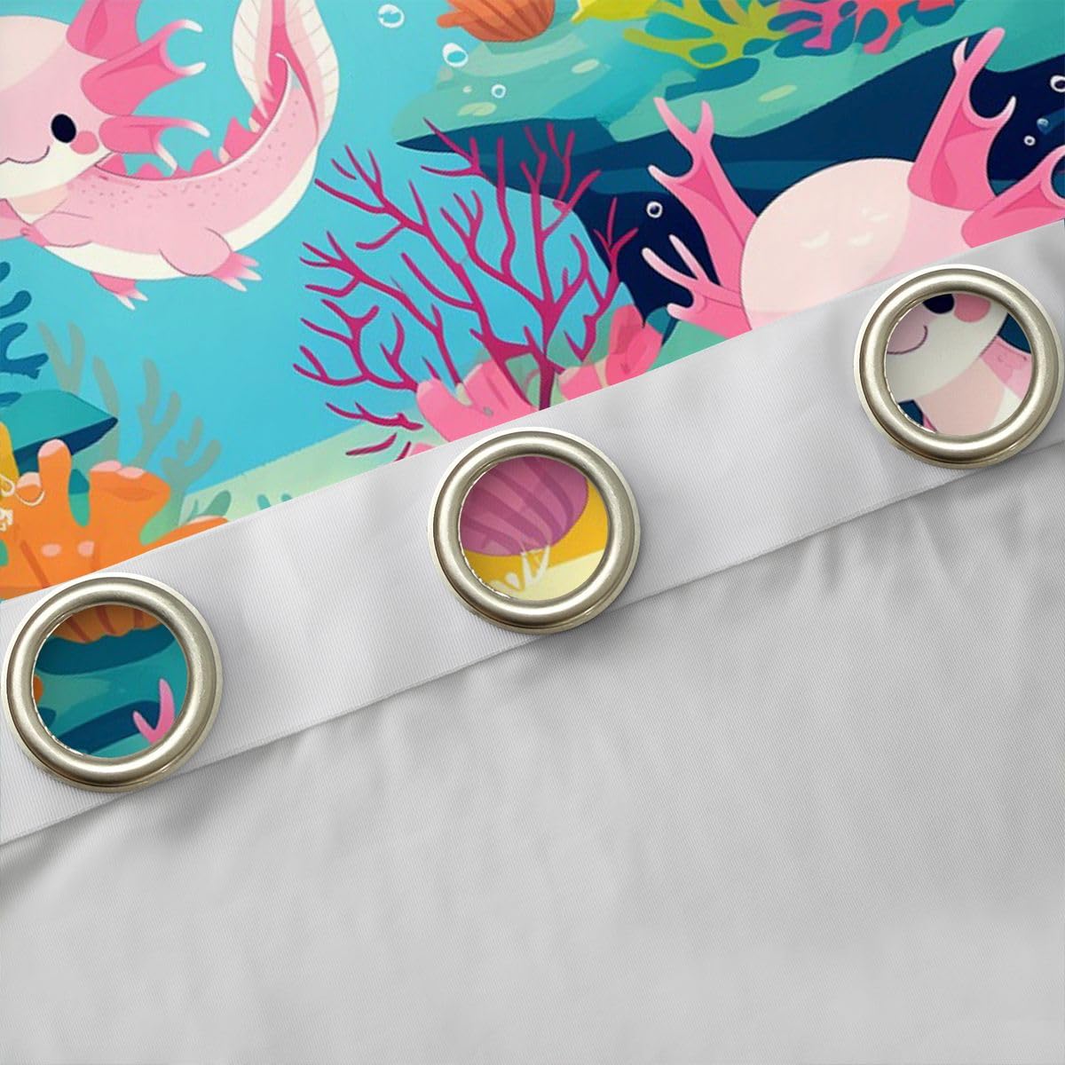 Homemissing Tende oscuranti Axolotl per camera da letto e soggiorno, motivo: salamandra, stile kawaii, oceano e vita marina, 2 pannelli, 167,6 x 228,6 cm, decorazione per la stanza
