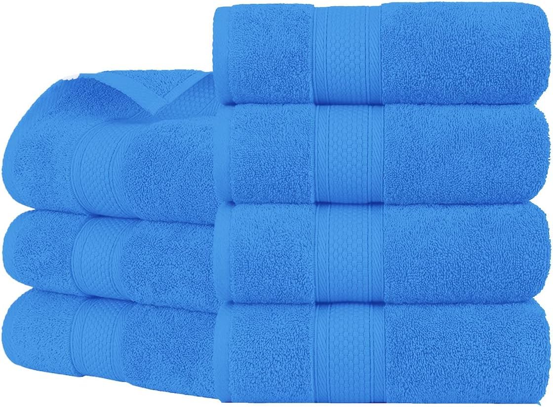 HOUSEGADS Premium Hand Towels For Bathroom & Kitchen 100% Egyptian Cotton 550 GSM Super Soft & Absorbent, Quick Dry, Hotel & Spa Quality Thick Hand Towels (50 X 80 CM) (4, Cobalt)