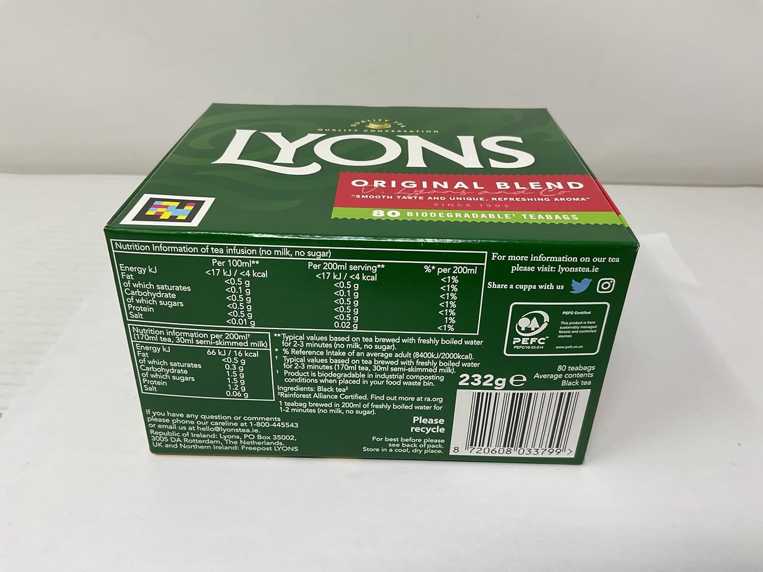 Lyons, Tea Bags Original, 80-Bag (12 Pack)