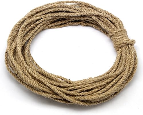 Miniatura 5 de Cuerda de yute natural, materiales de embalaje industrial, resistente, cuerda de yute marrón natural, cuerda de yute de 49 pies49.2 ft para artes,
