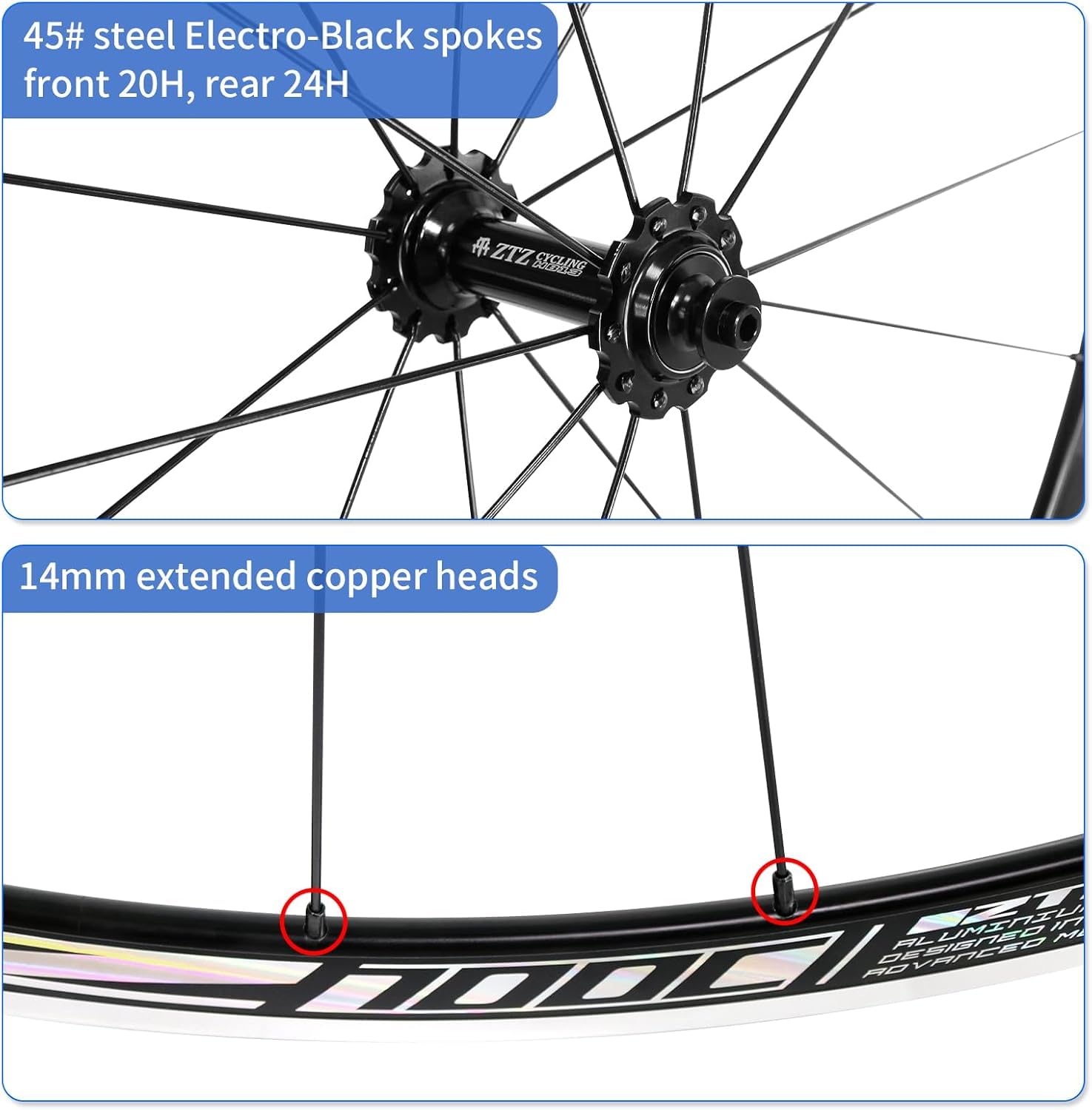700C Rennrad-Laufradsatz, Ultraleichtes 30mm Rennrad-Laufrad aus Aluminiumlegierung, 20H vorne/24H hinten hochfeste Felgen, 700c Clincher, Felgenbremse, Kompatibel mit 8-12 Gang Kassetten