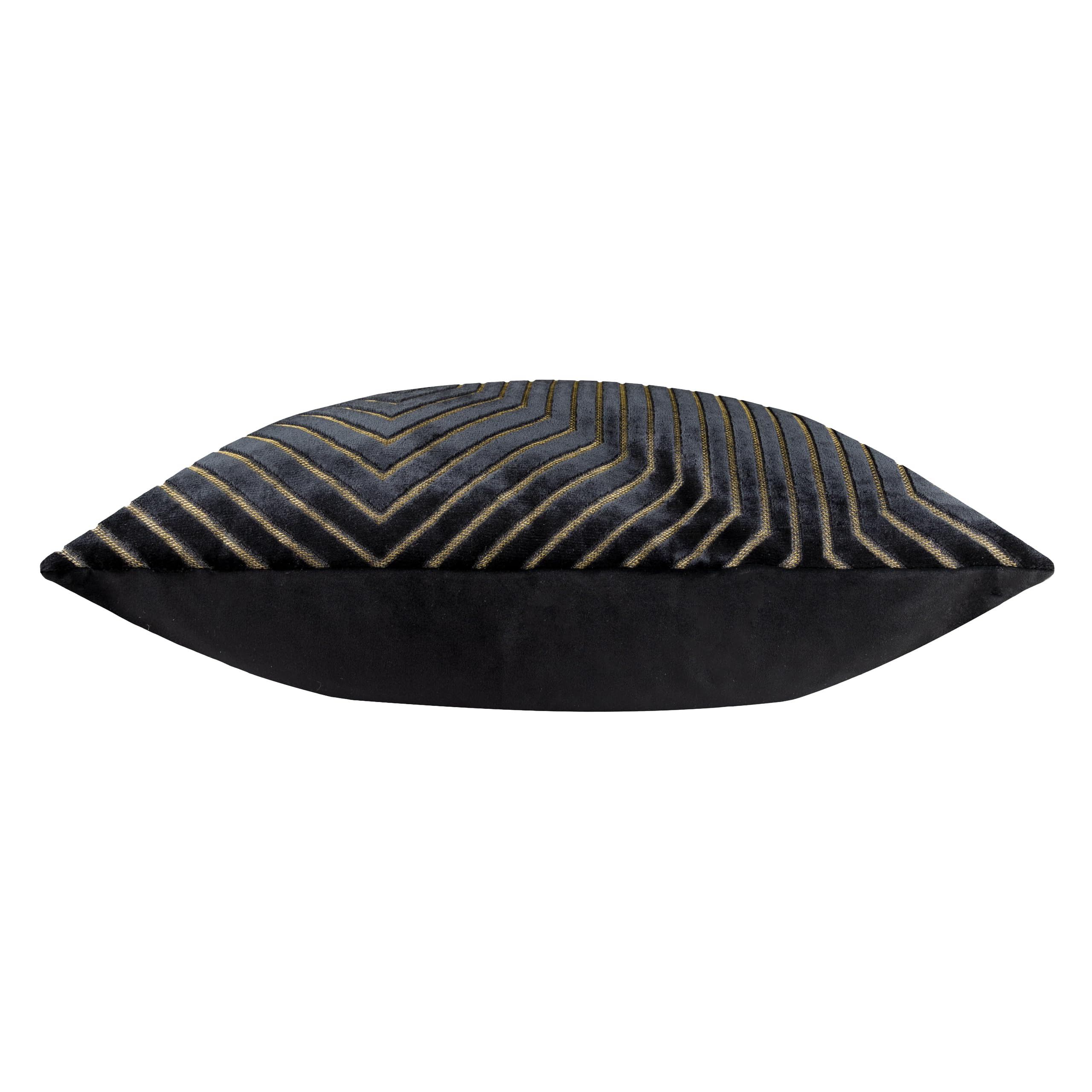 Paoletti Evoke Velvet Cushion Cover - Luxurious Chevron Pattern Decorative Square Cushion Case (Black - 55x55cm) - Image 3