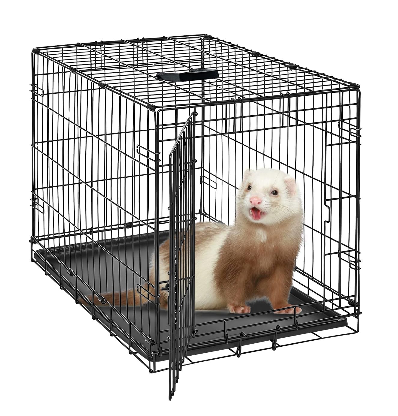 Collapsible Small Animal Cage with Dual Doors, Portable Metal Pet Crate