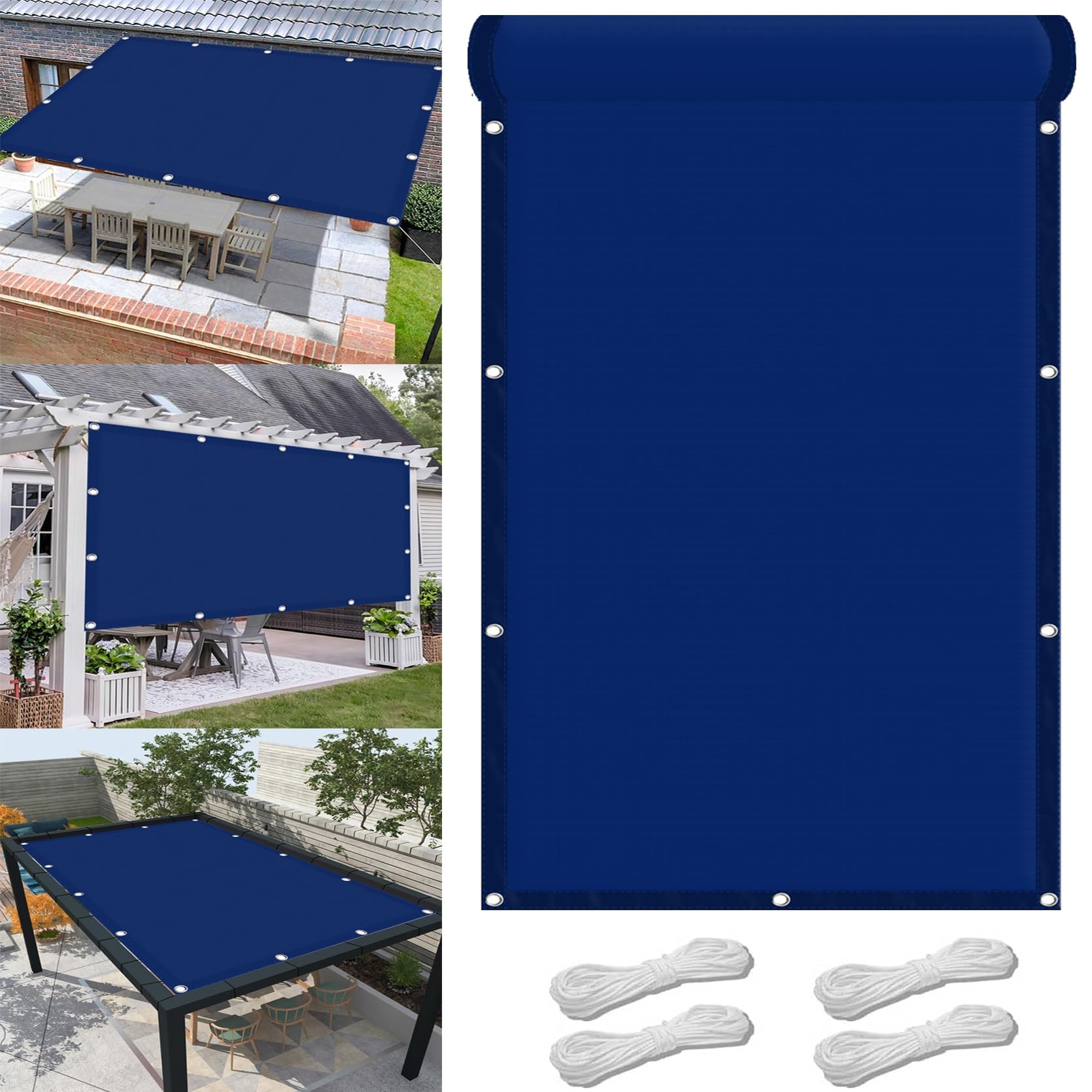 GLDYTVF Rectangular Sun Shade Sail 2.4 x 5.5m UV Protection Waterproof Canopy Awning for Outdoor Patio Party Navy Blue Shade Mesh Tarp with Grommets and Rope