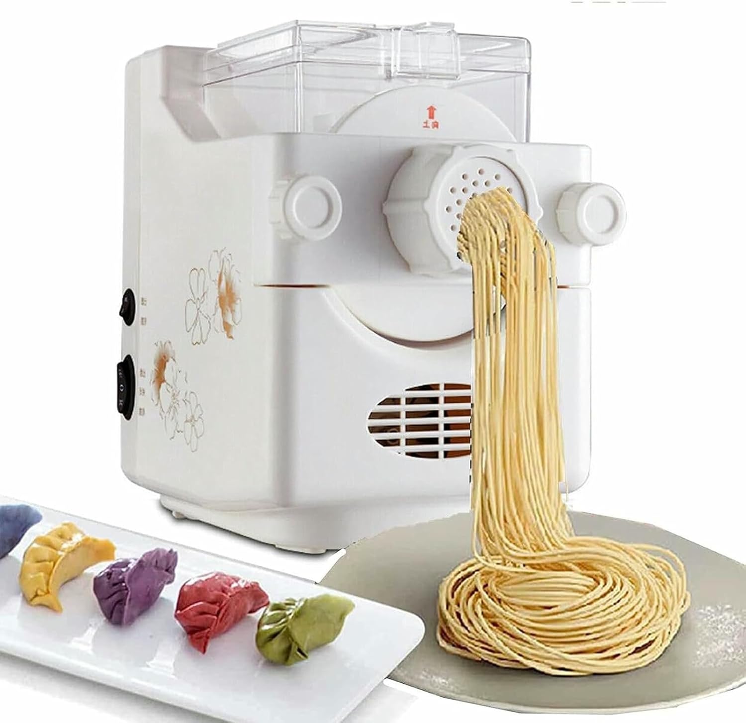 Electric Pasta Maker with 9 Pasta Shapes Home Electric Noodle Maker Machine Fully Automatic Pasta Maker Machine, Save Time and Energy (White)