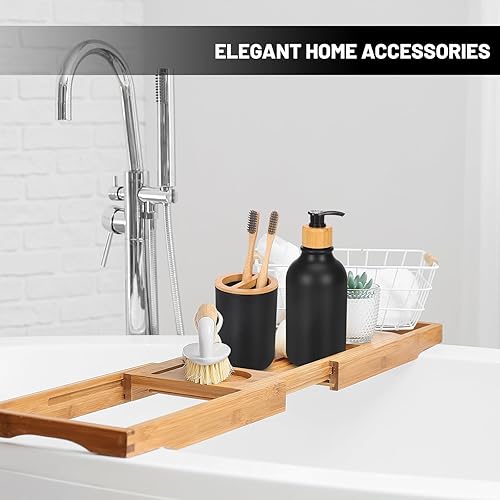 Miniatura 5 de Fixwal Juego de accesorios de baño, juego de 6 accesorios de baño con soporte para cepillo de dientes, dos dispensadores de jabón, jabonera, dos